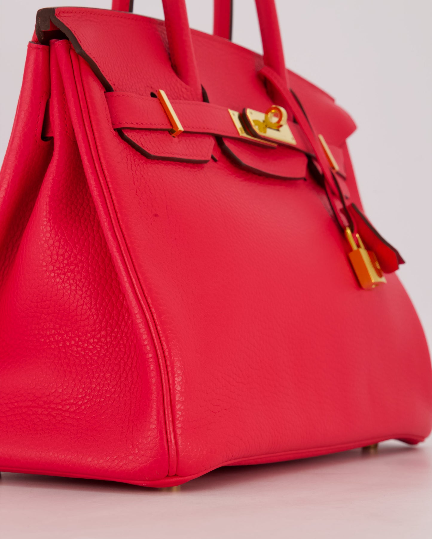 *RARE* Hermes Birkin 30 Retourne Bag in Rose Extreme Clemence Leather with Gold Hardware