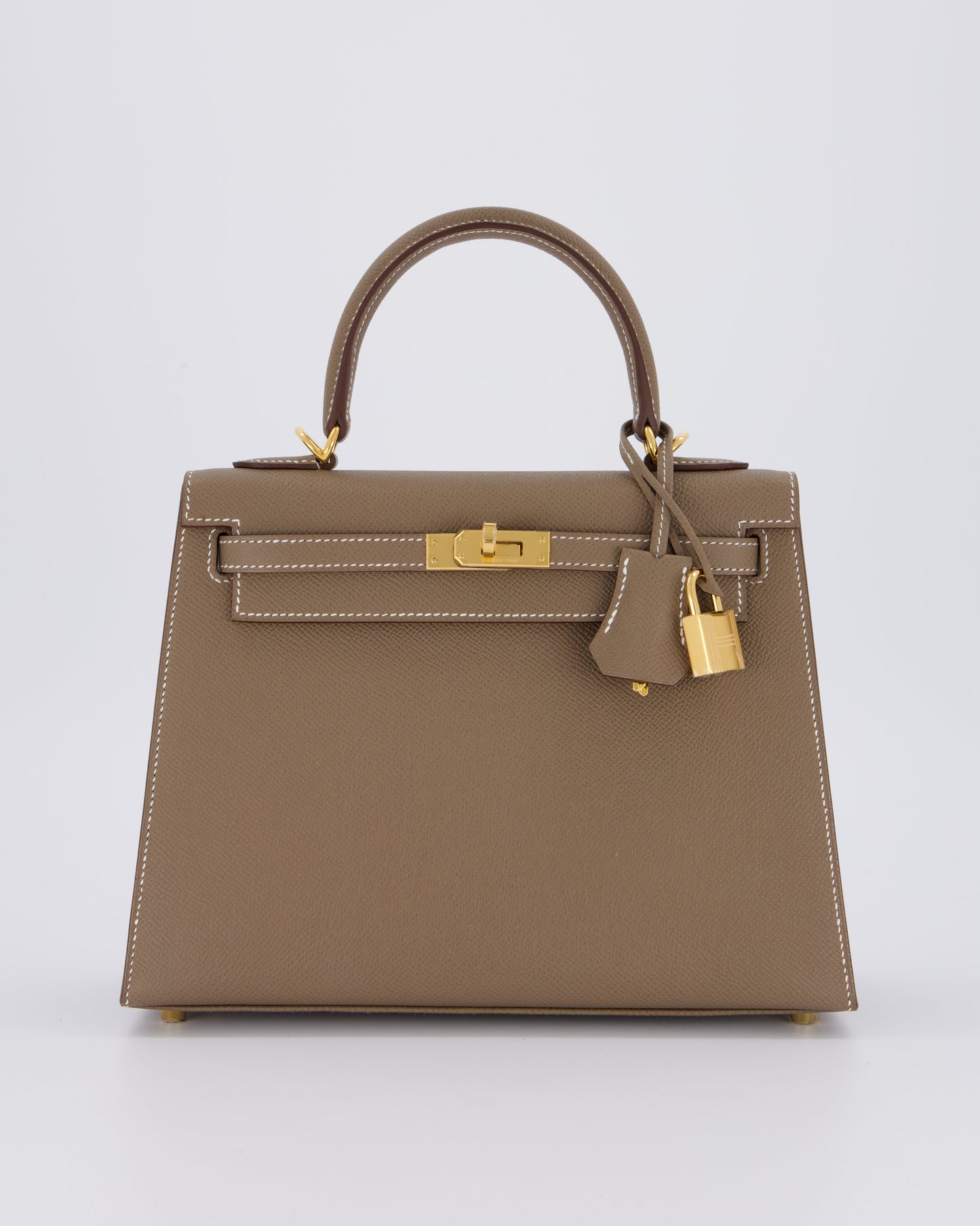 Hermes Kelly 25 Sellier Bag in Etoupe Epsom Leather and Gold Hardware