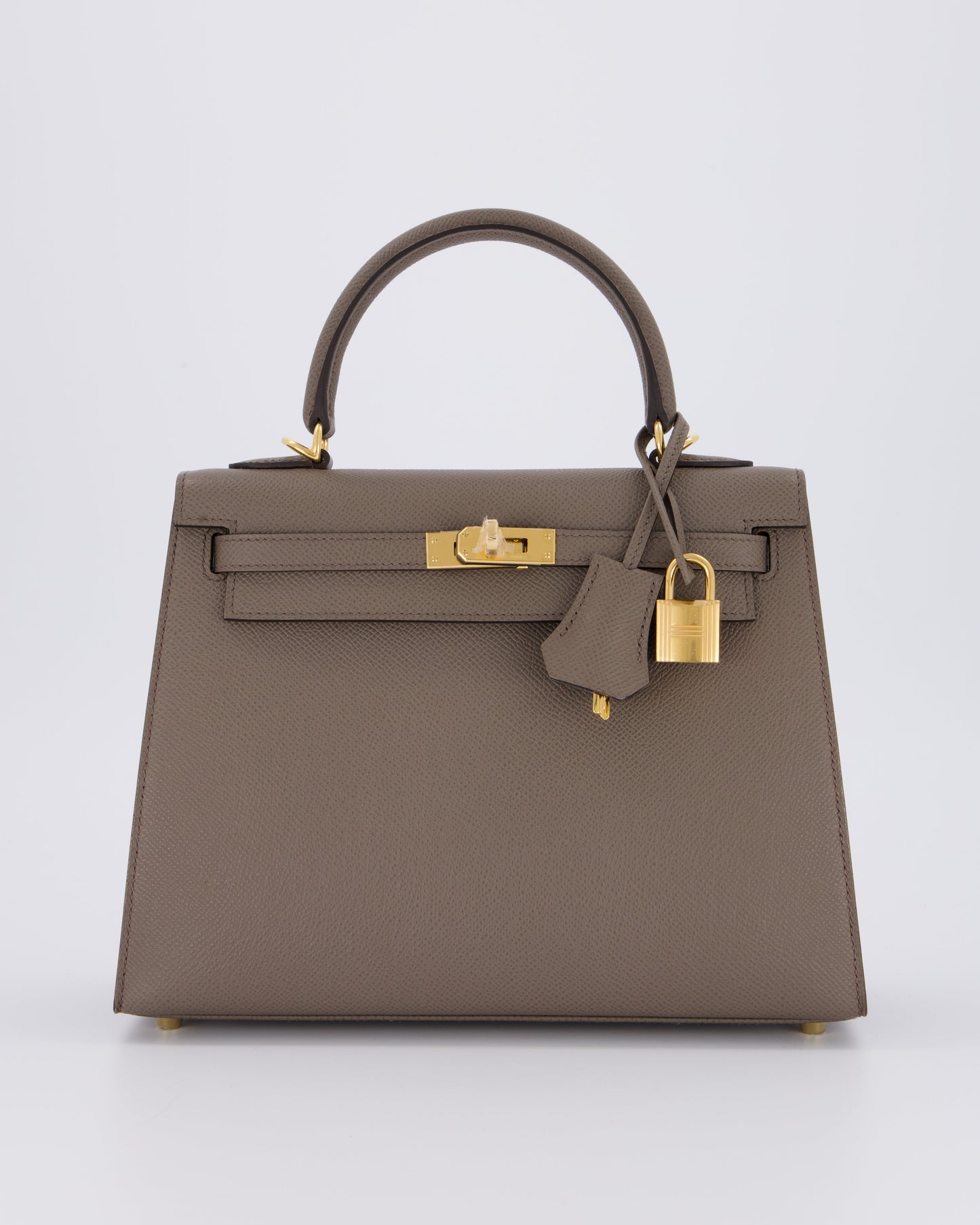 *RARE* Hermes Kelly 25 Sellier Bag in Gris Etain Epsom Leather with Gold Hardware