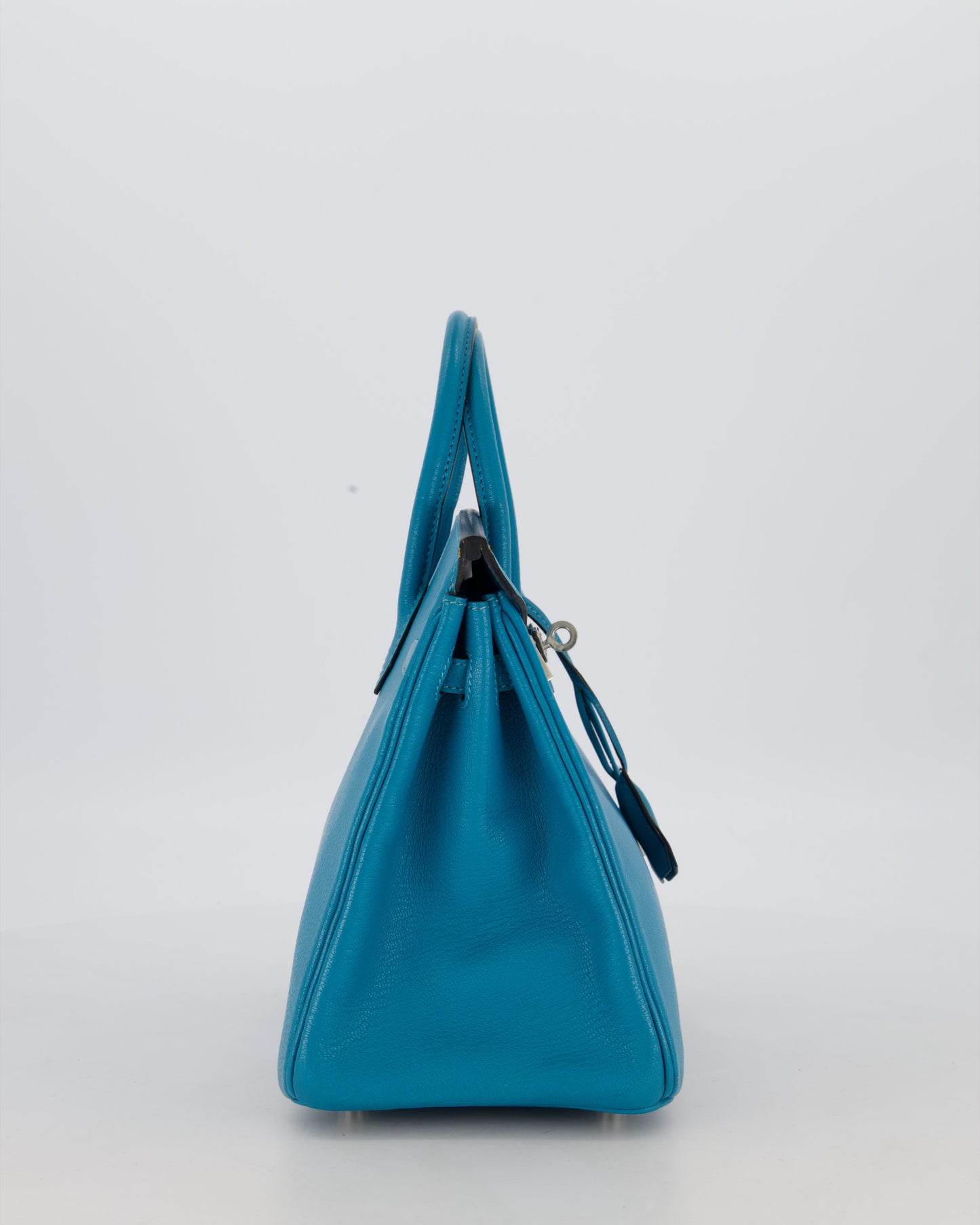 Hermes Birkin 25 Retourne Bag in Bleu Saint Cyr Chèvre Mysore Leather with Palladium Hardware