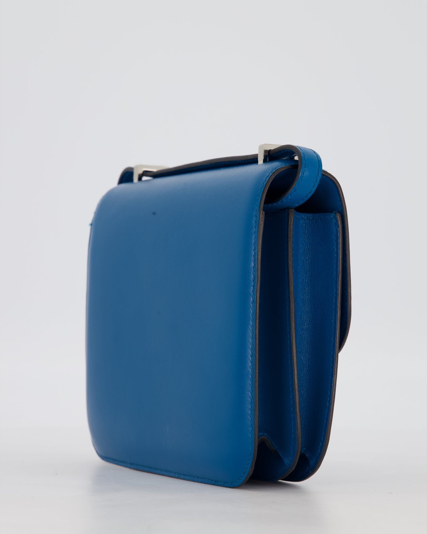 Hermes Mini Constance III 18 Bag in Bleu Izmir Tadelakt Leather with Palladium Hardware