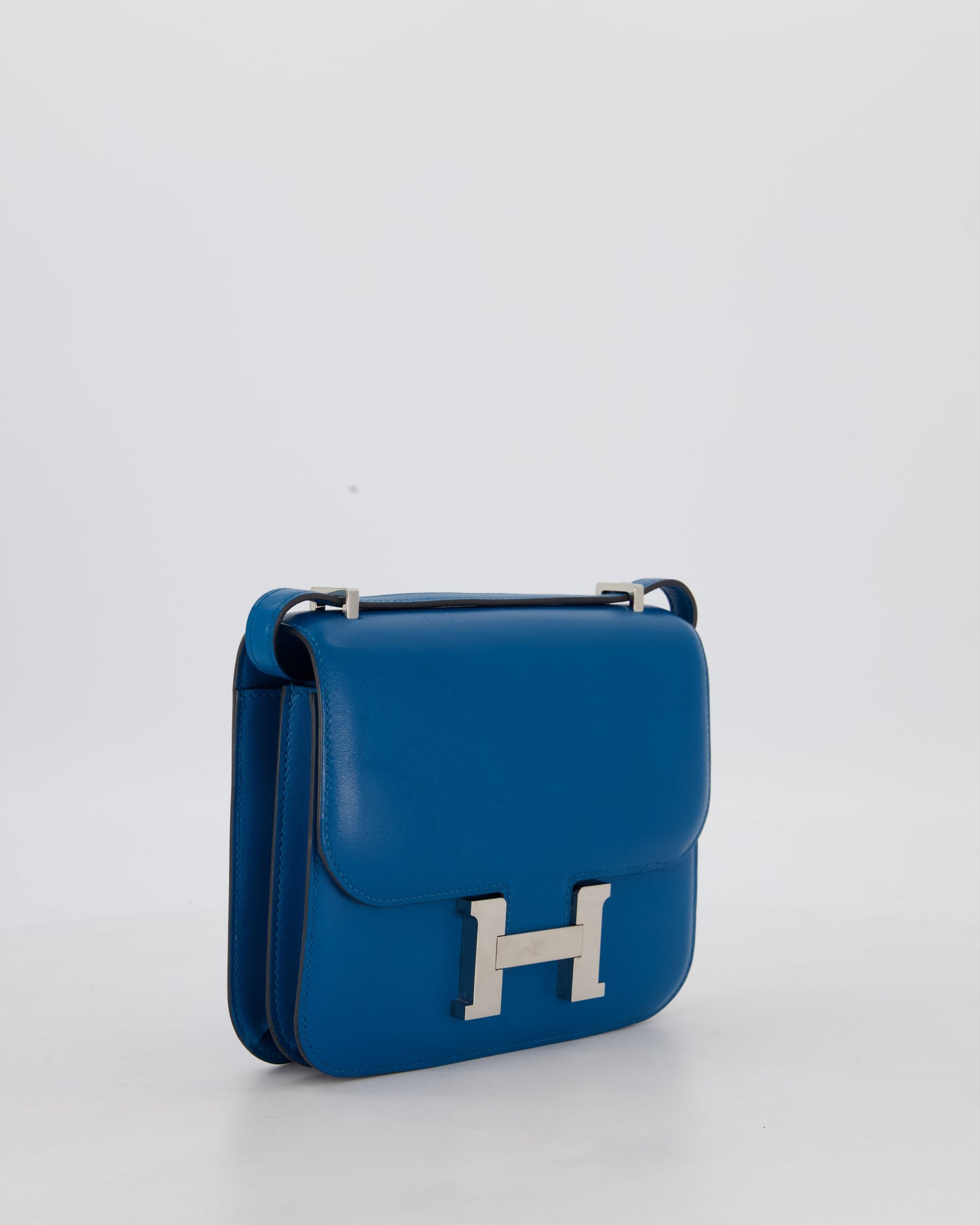 Hermes Mini Constance III 18 Bag in Bleu Izmir Tadelakt Leather with Palladium Hardware