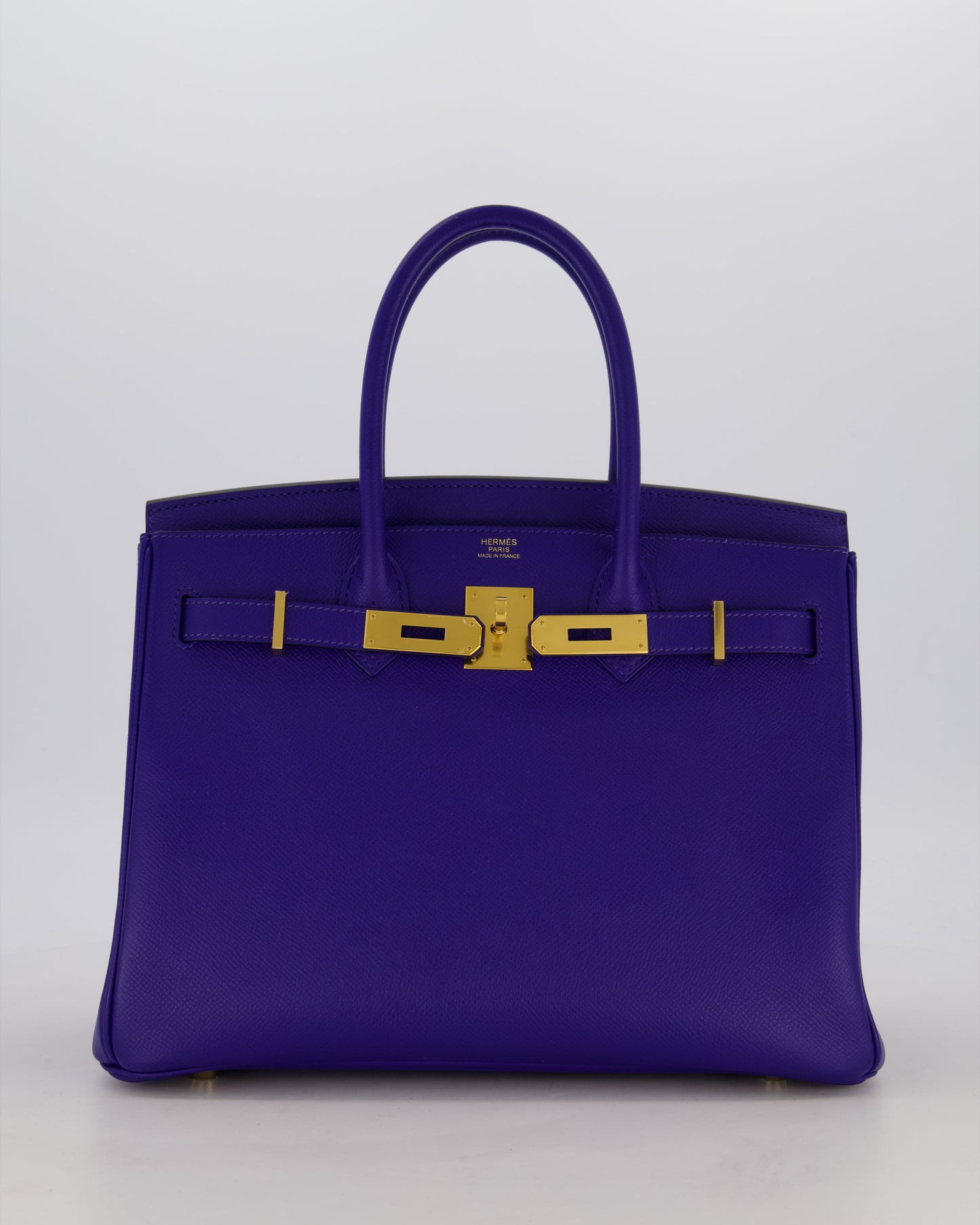 Hermes Birkin 30 Retourne Bag in Bleu Electrique Epsom Leather with Gold Hardware