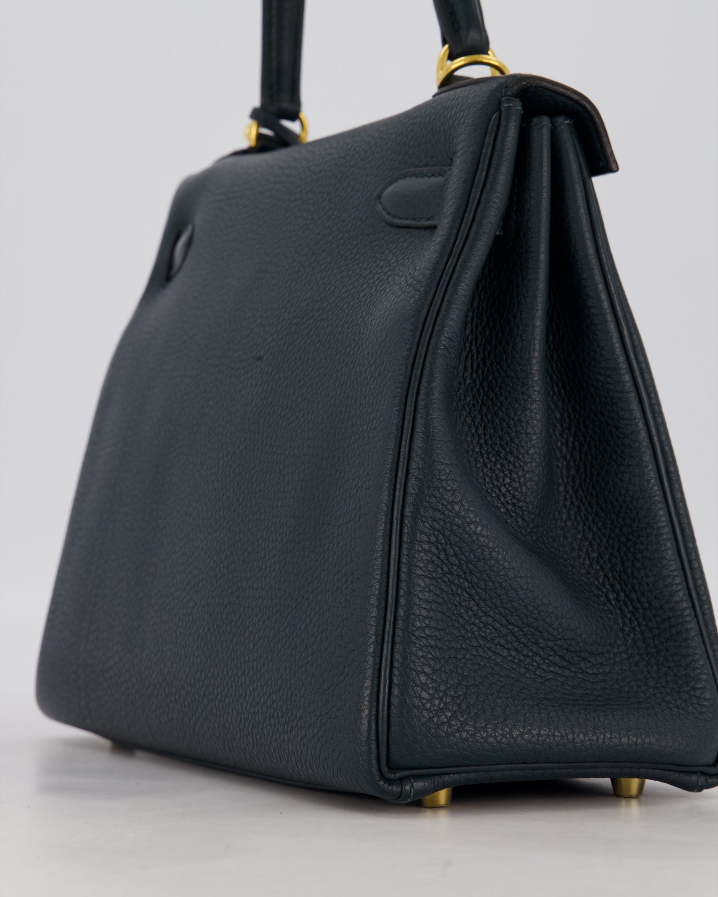 Hermes Kelly 28 Retourne Bag in Vert Cypress Togo Leather with Gold Hardware