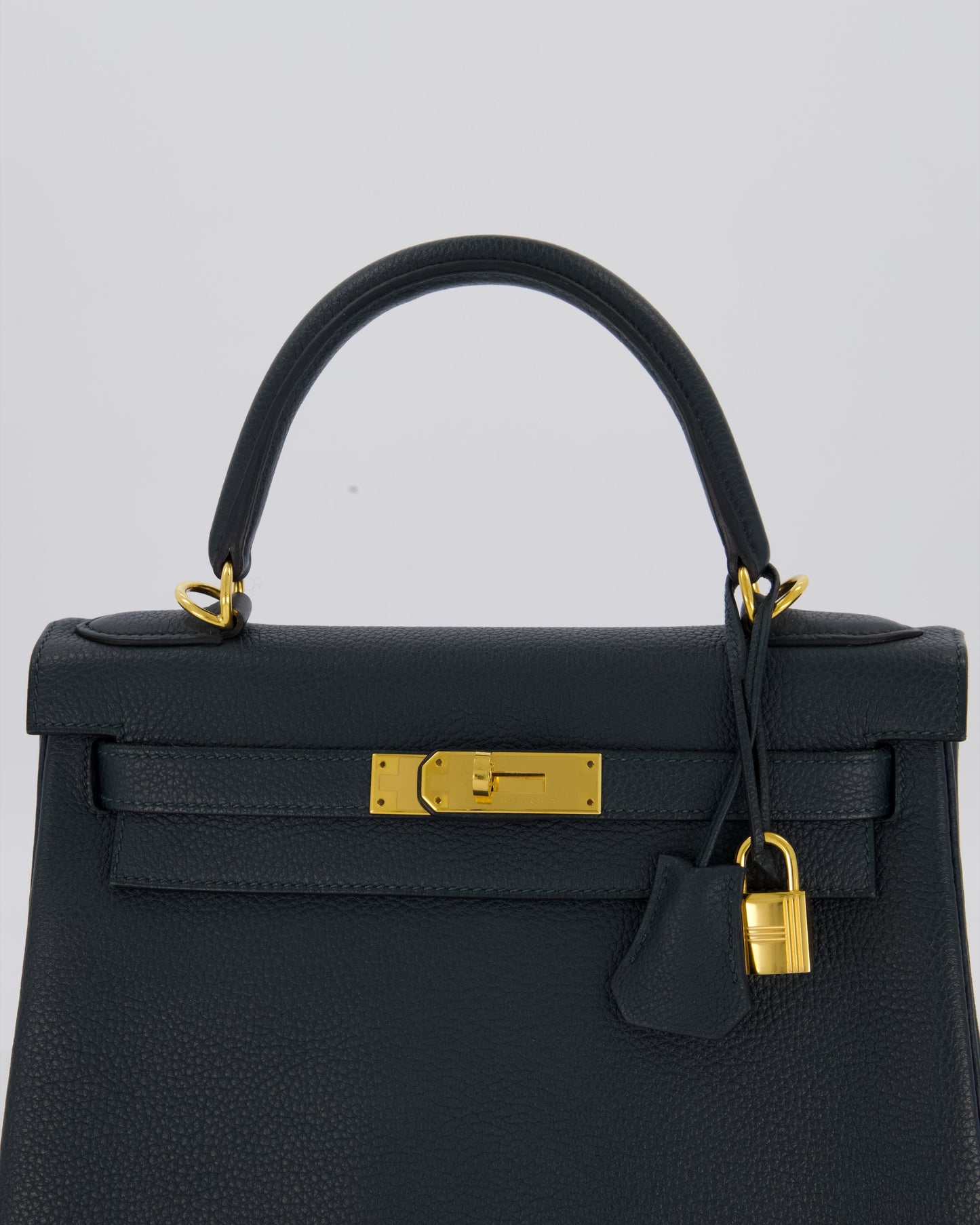 Hermes Kelly 28 Retourne Bag in Vert Cypress Togo Leather with Gold Hardware