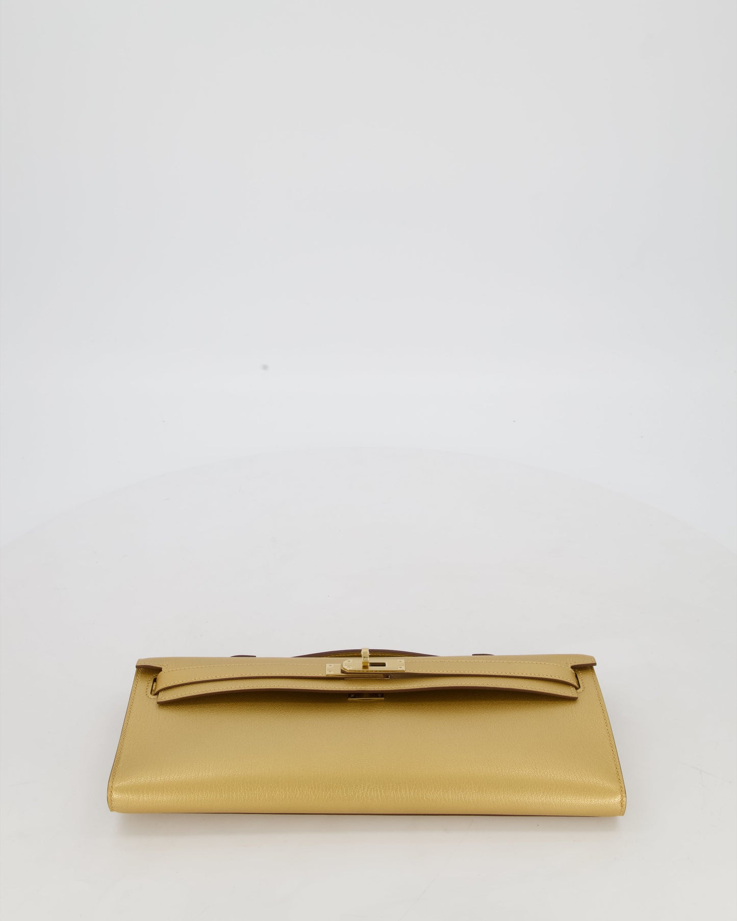 *SUPER RARE* Hermes Kelly Cut Bag in Doré Chévre Chamkila Leather with Permabrass Hardware