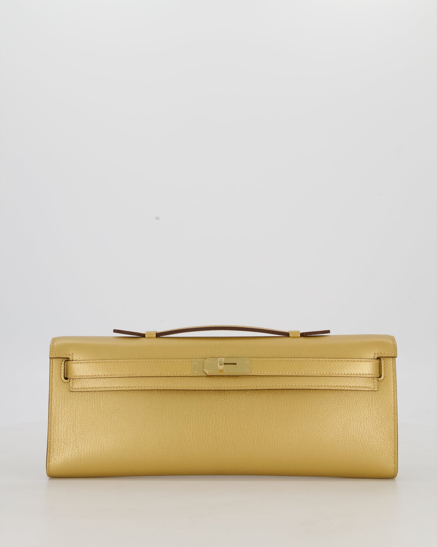 *SUPER RARE* Hermes Kelly Cut Bag in Doré Chévre Chamkila Leather with Permabrass Hardware
