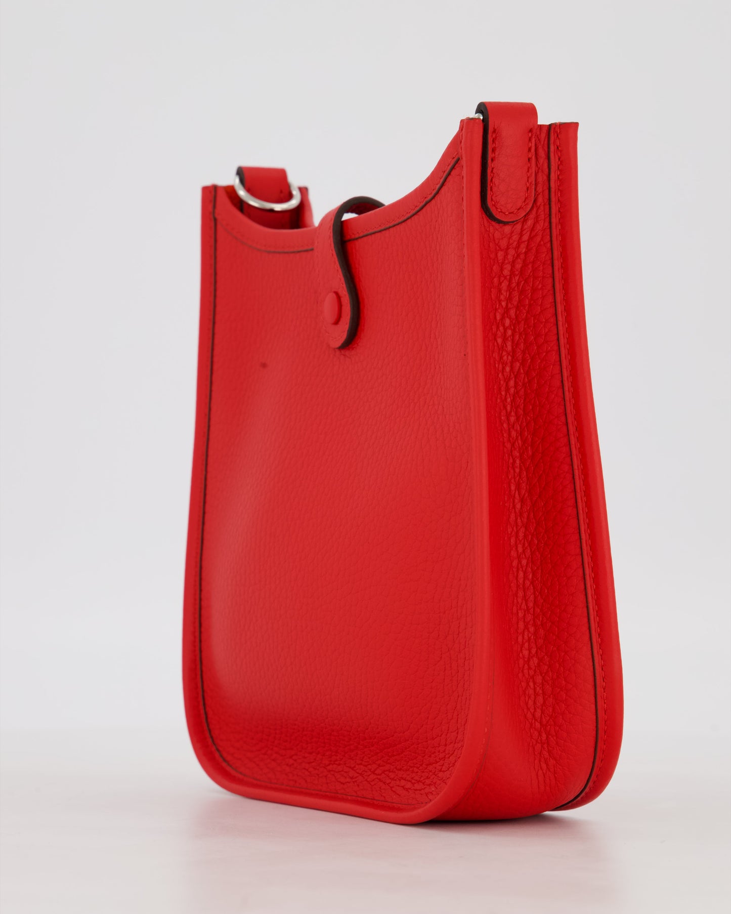 Hermes Mini Evelyne Bag in Rouge Radieux Clemence Leather with Palladium Hardware