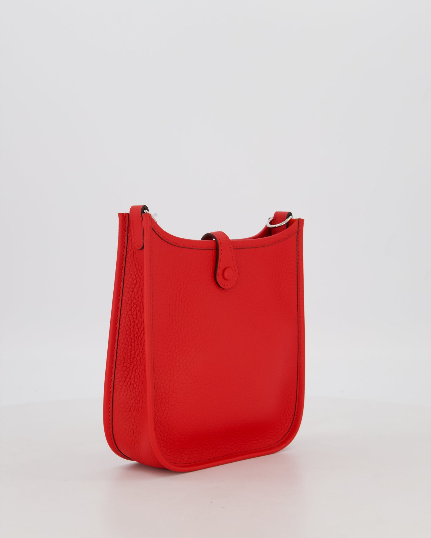 Hermes Mini Evelyne Bag in Rouge Radieux Clemence Leather with Palladium Hardware