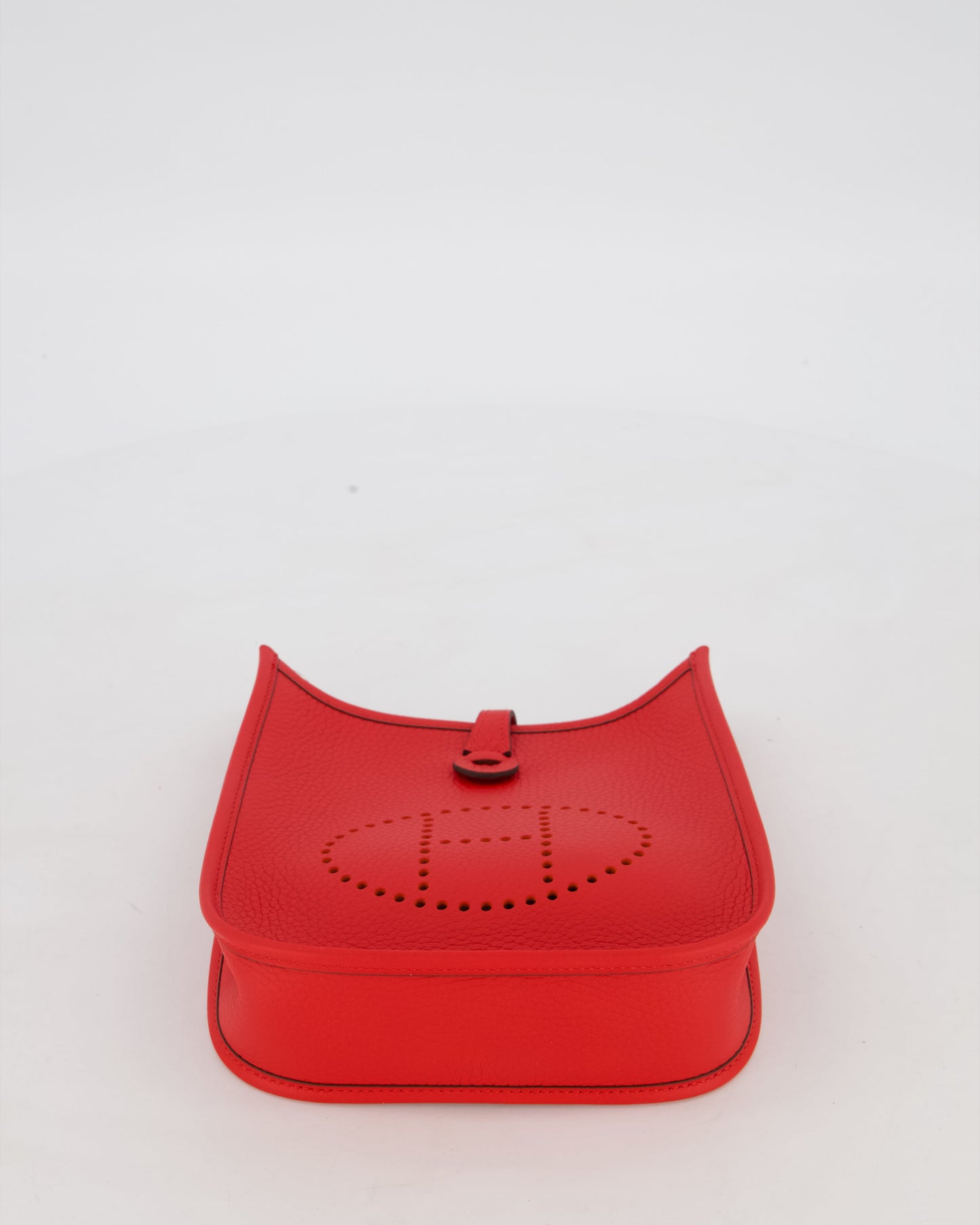 Hermes Mini Evelyne Bag in Rouge Radieux Clemence Leather with Palladium Hardware