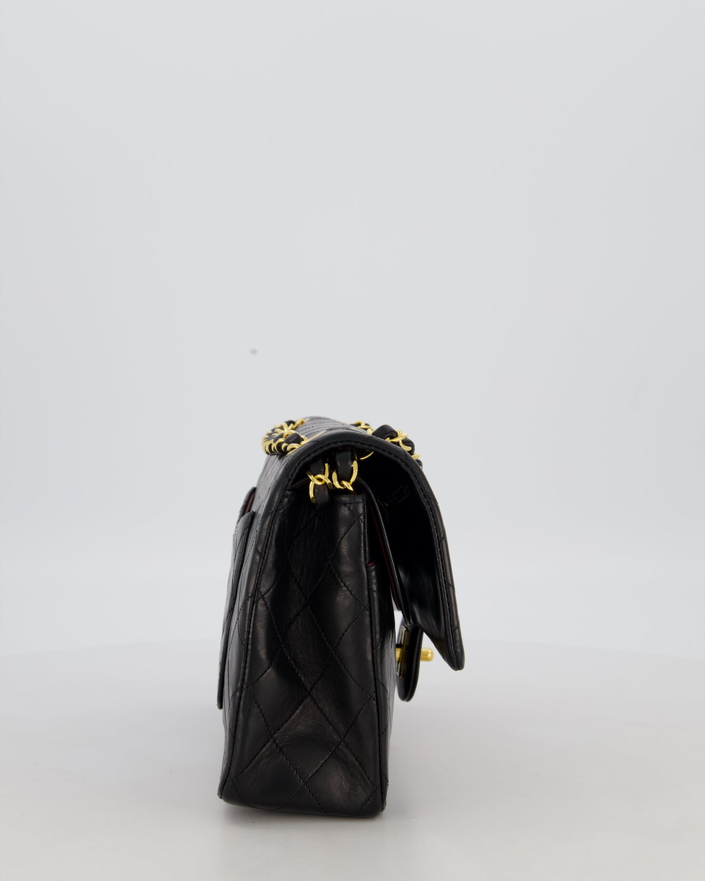Chanel Black Vintage Medium Classic Double Flap Bag in Lambskin Leather with 24K Gold Hardware