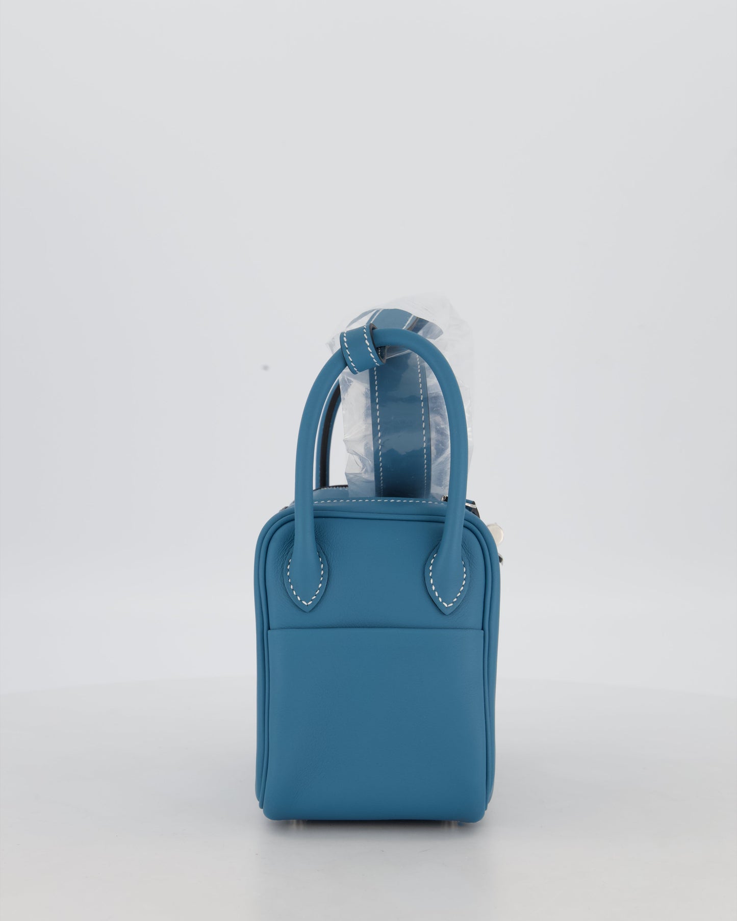 Hermes Mini Lindy Bag in Bleu Jean Swift Leather with Palladium Hardware