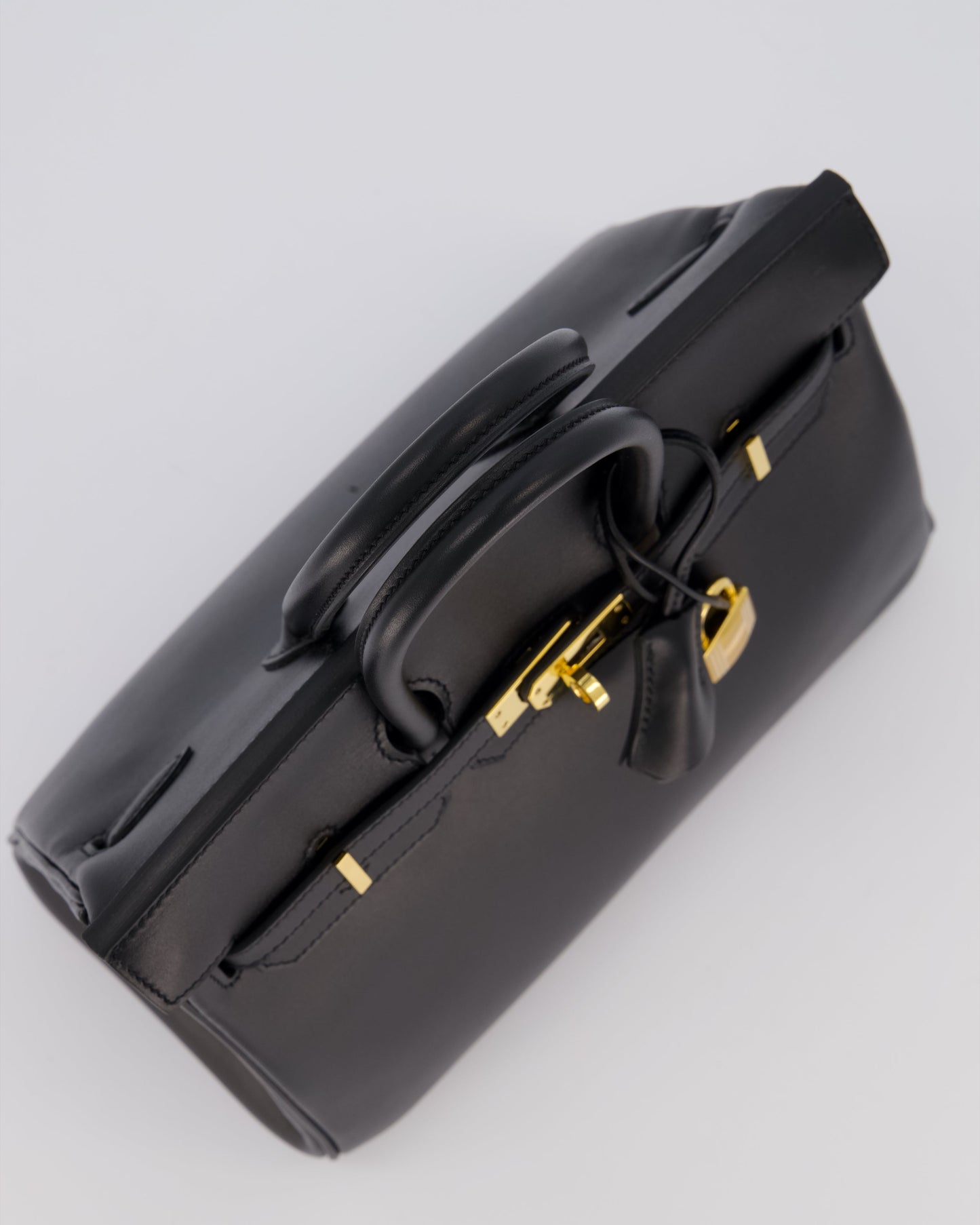 *RARE* Hermes Birkin 25 Retourne Bag in Noir Tadelakt Leather with Gold Hardware