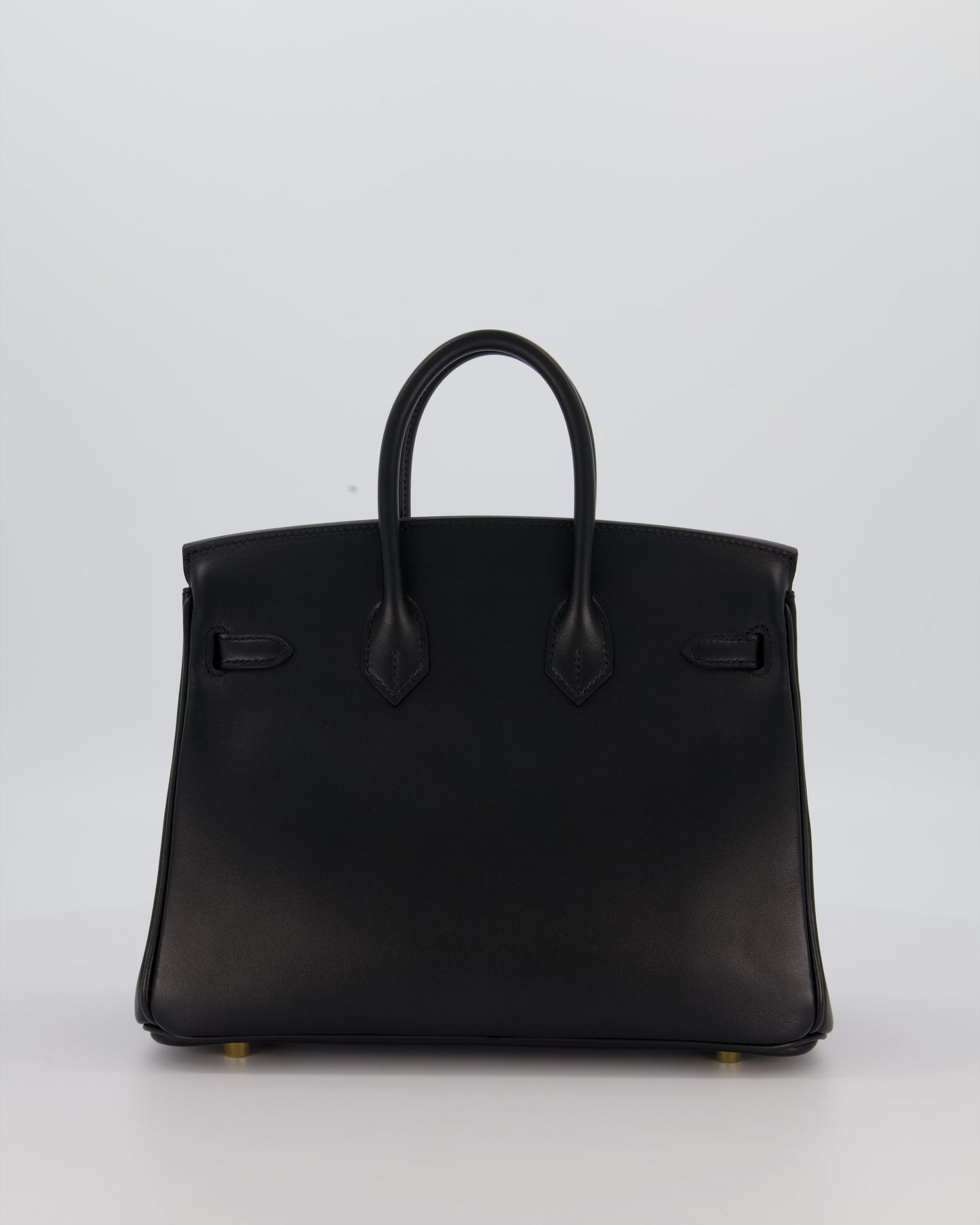 *RARE* Hermes Birkin 25 Retourne Bag in Noir Tadelakt Leather with Gold Hardware