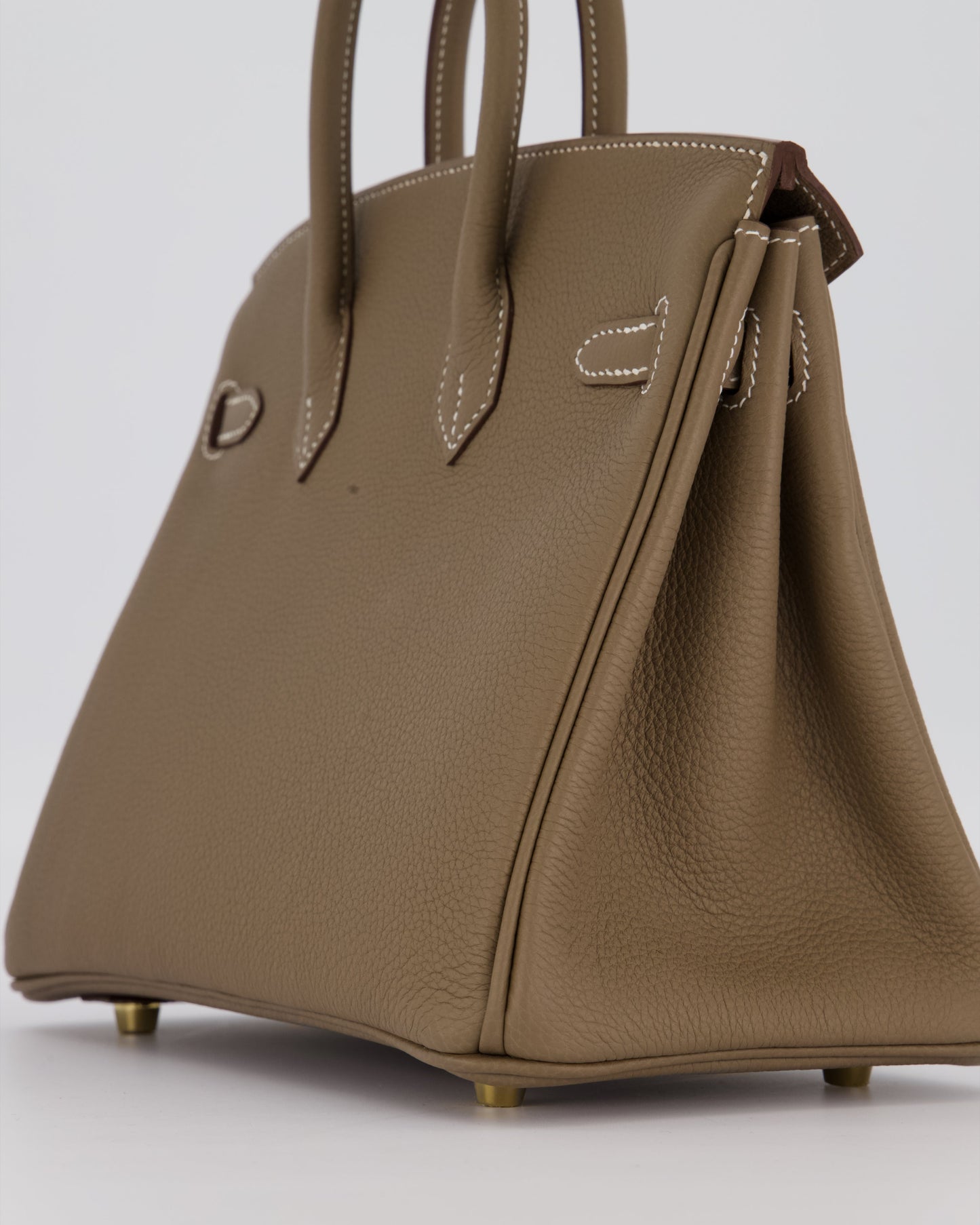 Hermes Birkin 25 Retourne Bag in Etoupe Togo Leather with Gold Hardware