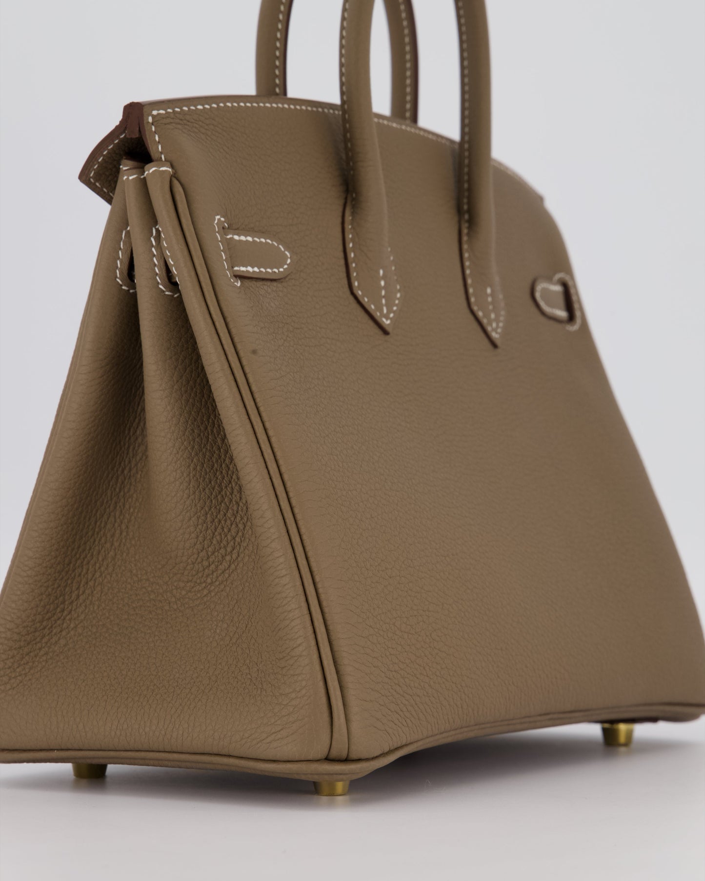 Hermes Birkin 25 Retourne Bag in Etoupe Togo Leather with Gold Hardware