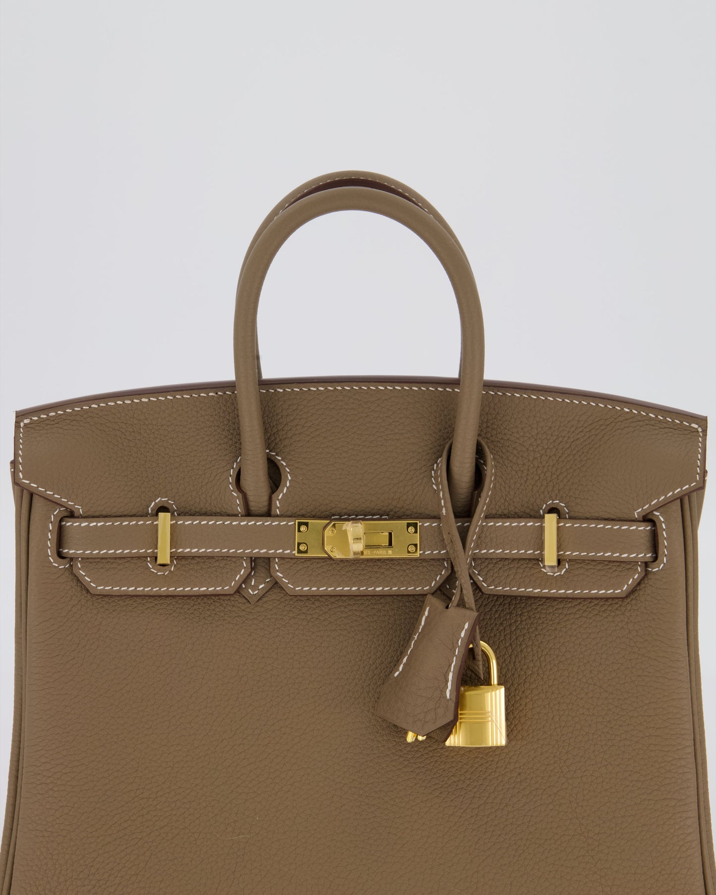 Hermes Birkin 25 Retourne Bag in Etoupe Togo Leather with Gold Hardware