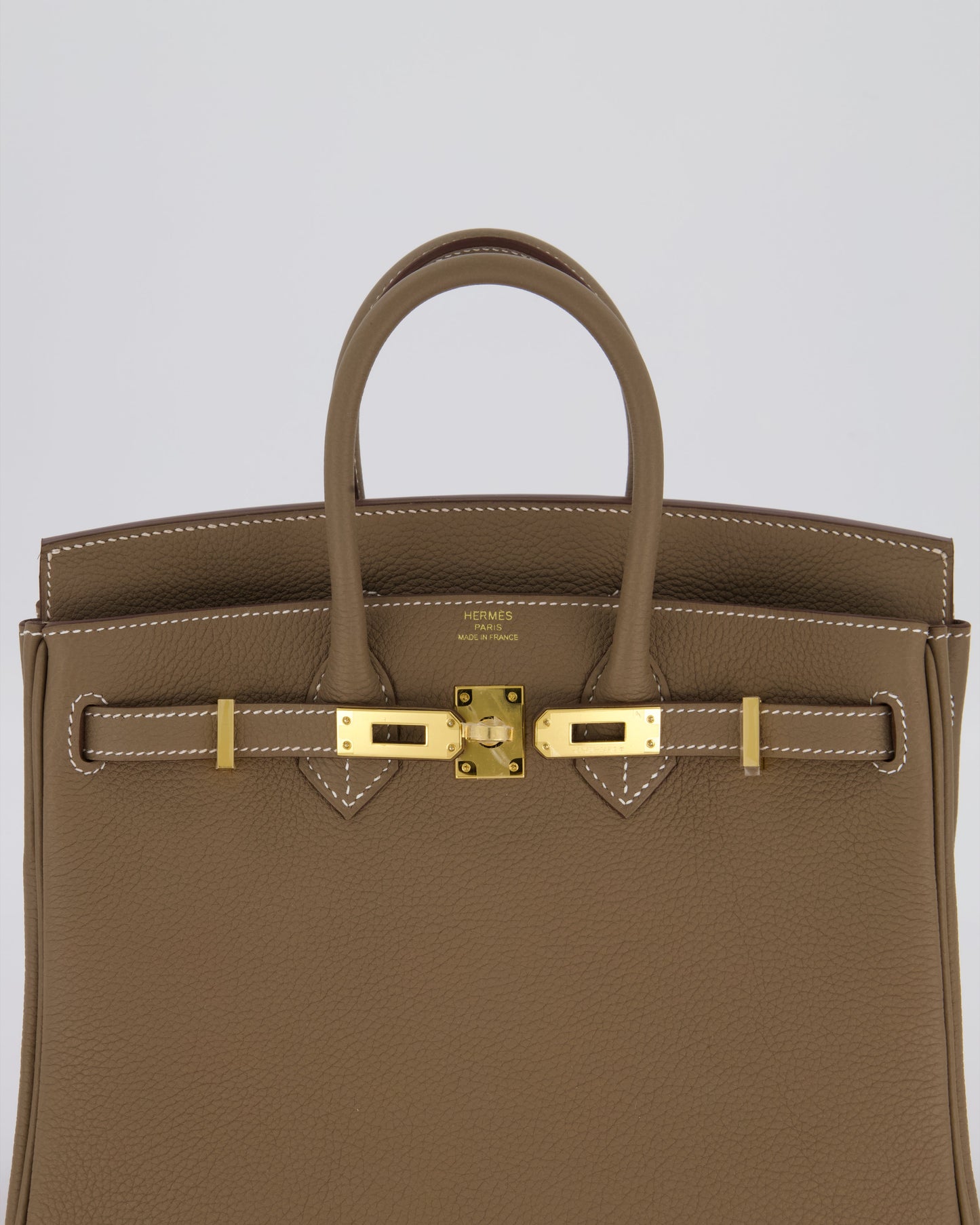 Hermes Birkin 25 Retourne Bag in Etoupe Togo Leather with Gold Hardware