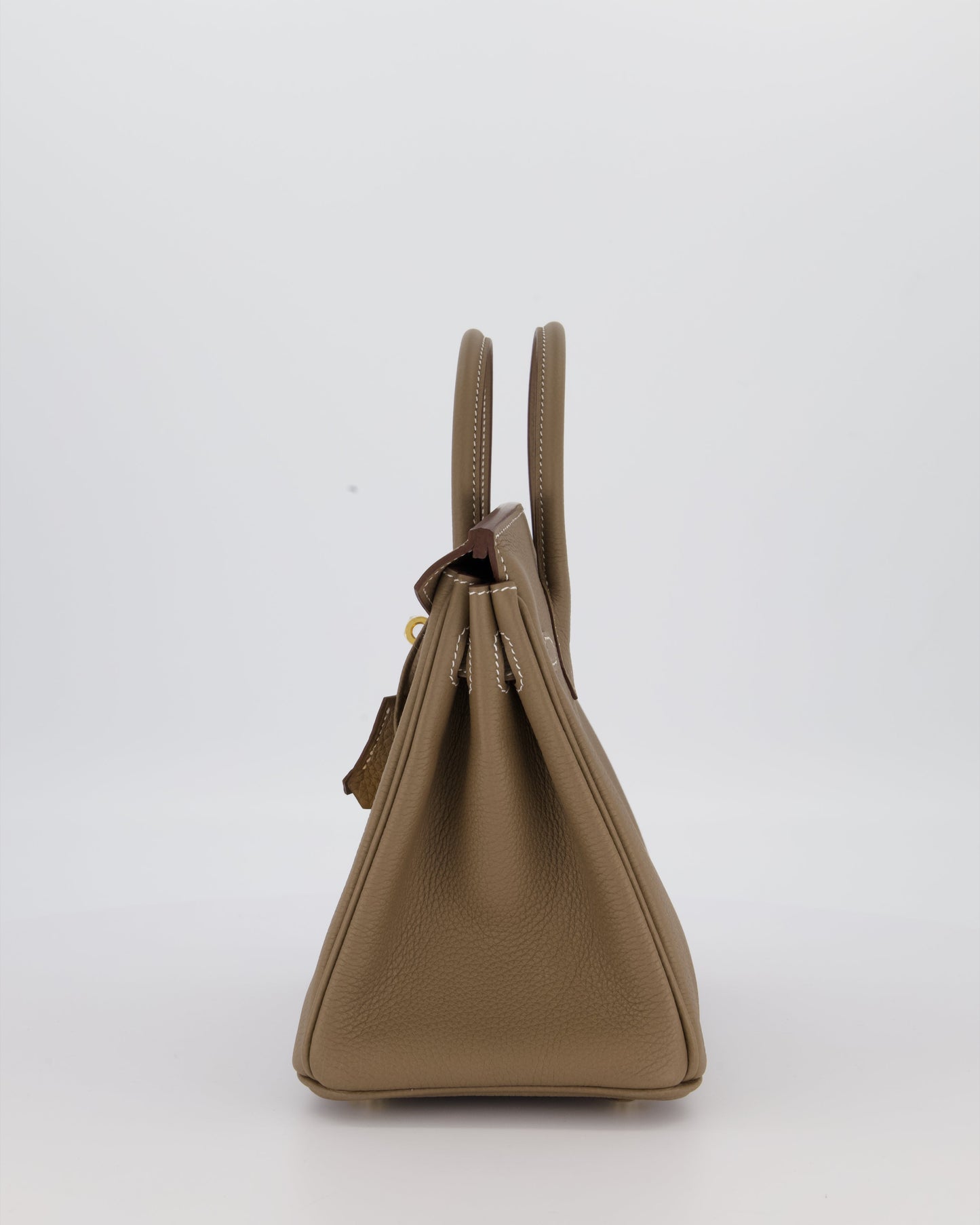 Hermes Birkin 25 Retourne Bag in Etoupe Togo Leather with Gold Hardware