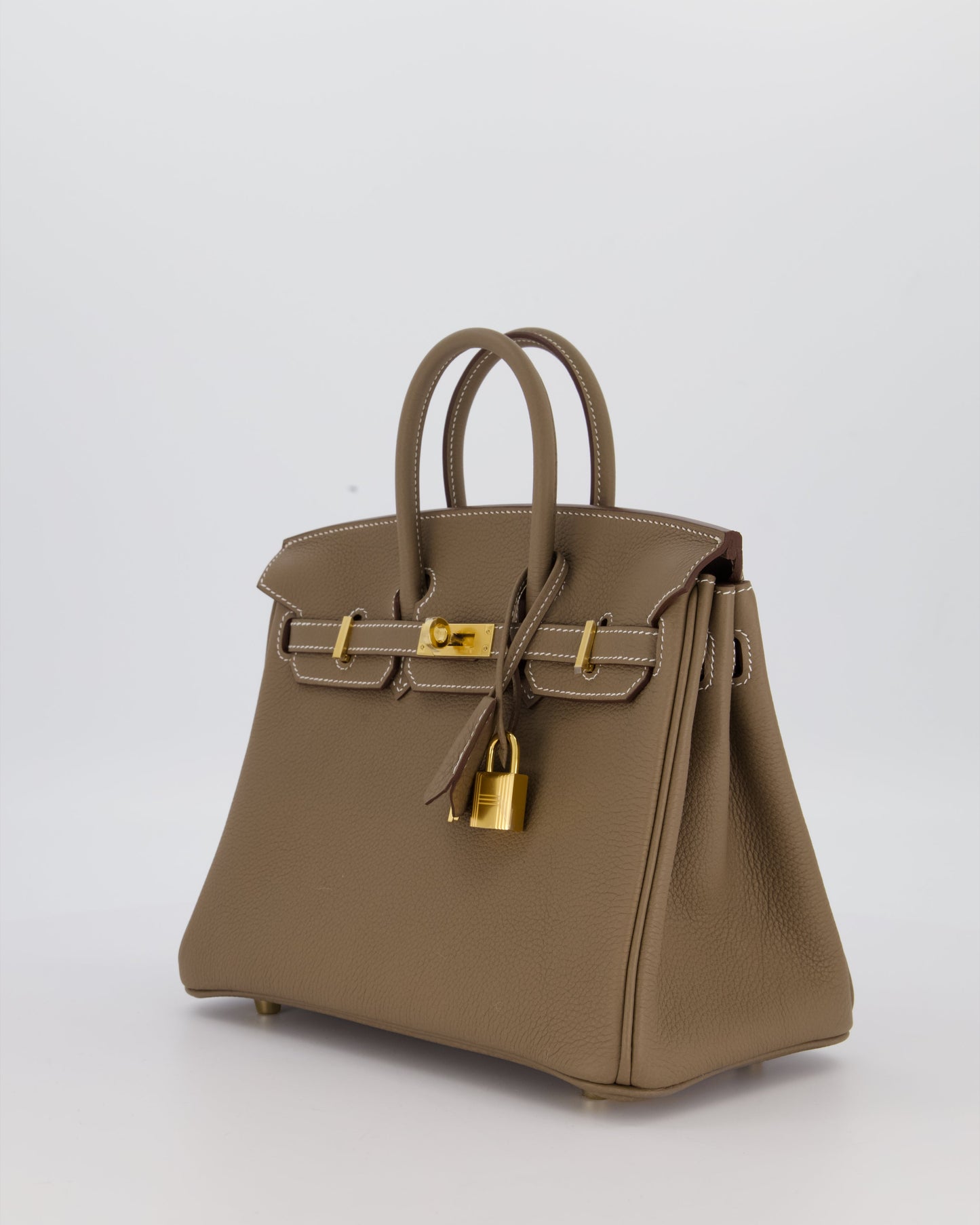 Hermes Birkin 25 Retourne Bag in Etoupe Togo Leather with Gold Hardware