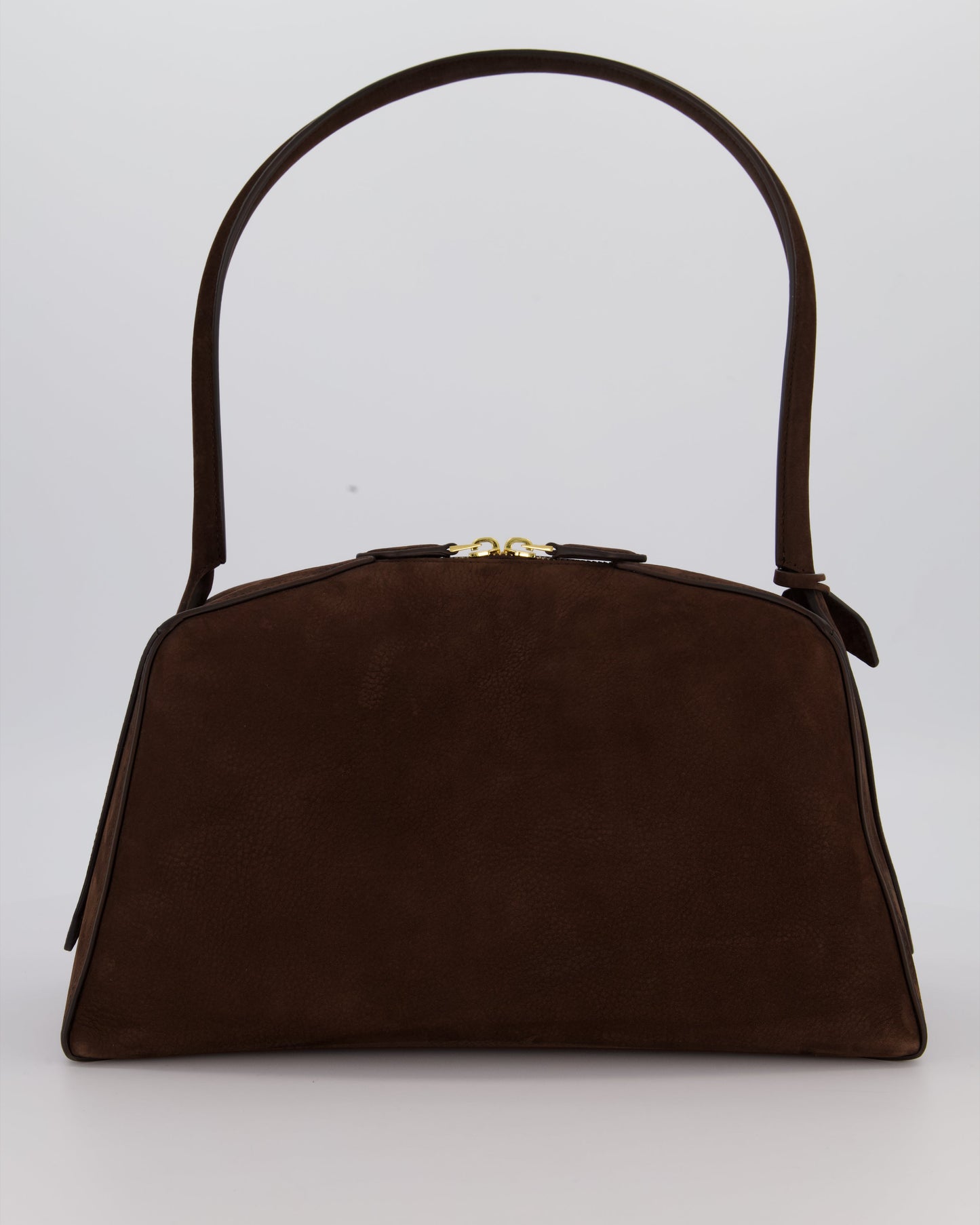 Alaïa Brown SS/26 Le Bouledogue Medium Suede Top Handle Bag with Gold Hardware