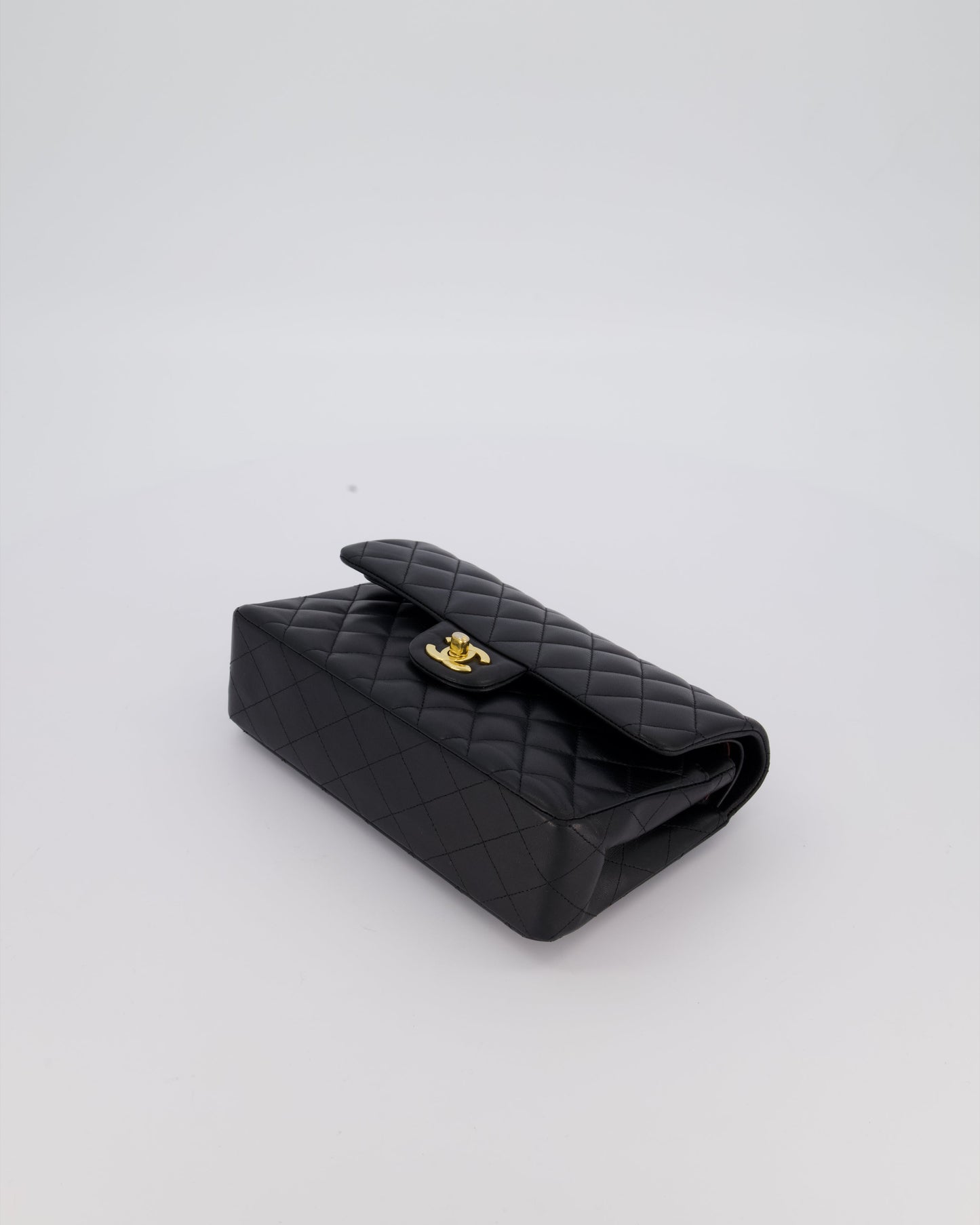 Chanel Black Small Classic Double Flap Bag in Lambskin Leather with Gold Hardware