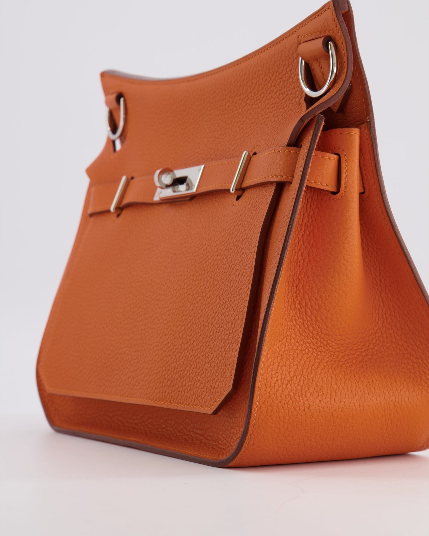 Hermes Jypsiere 28 Bag in Orange Clemence Leather with Palladium Hardware