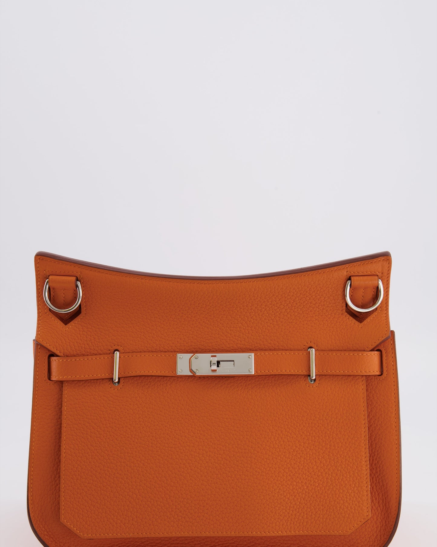 Hermes Jypsiere 28 Bag in Orange Clemence Leather with Palladium Hardware