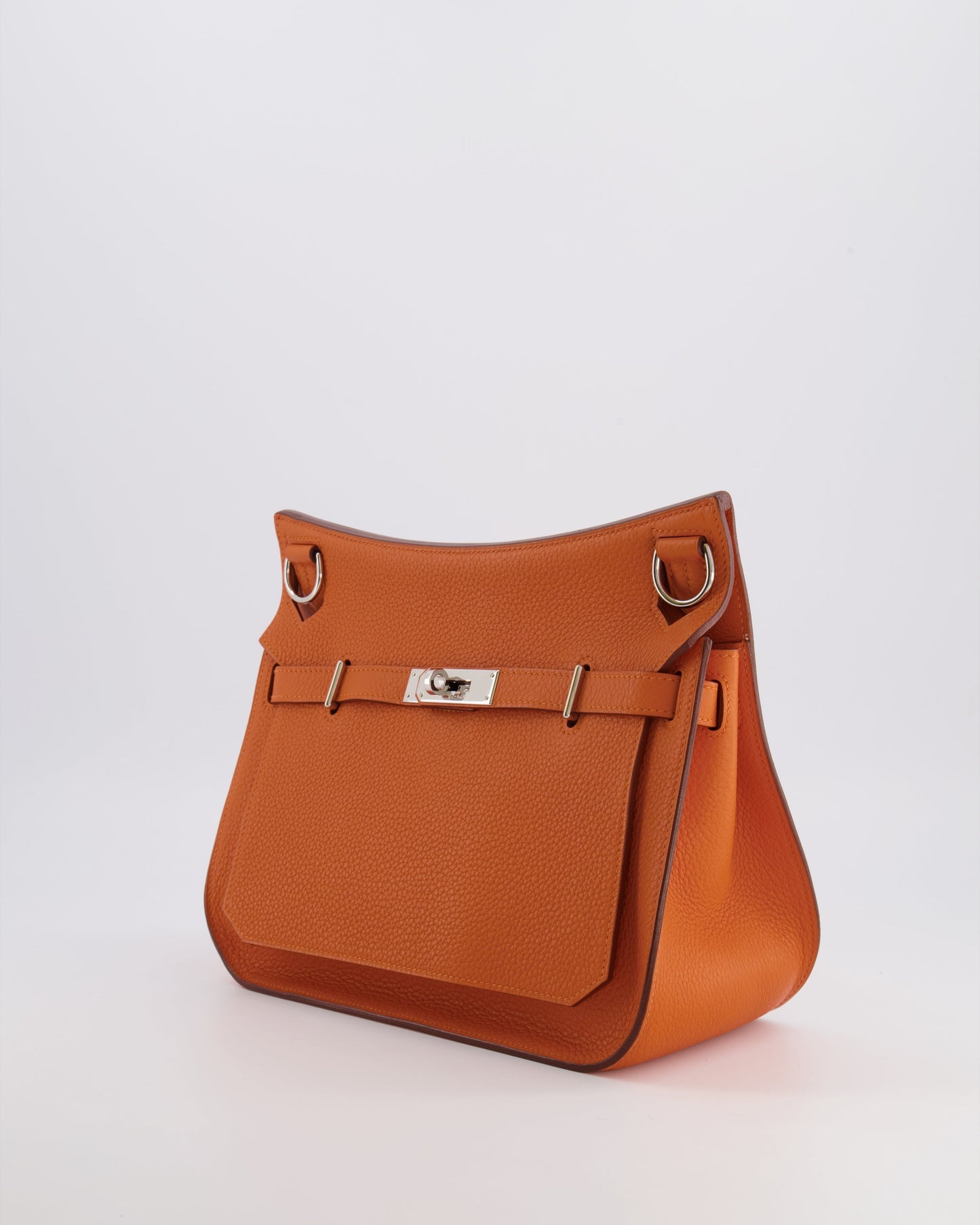Hermes Jypsiere 28 Bag in Orange Clemence Leather with Palladium Hardware
