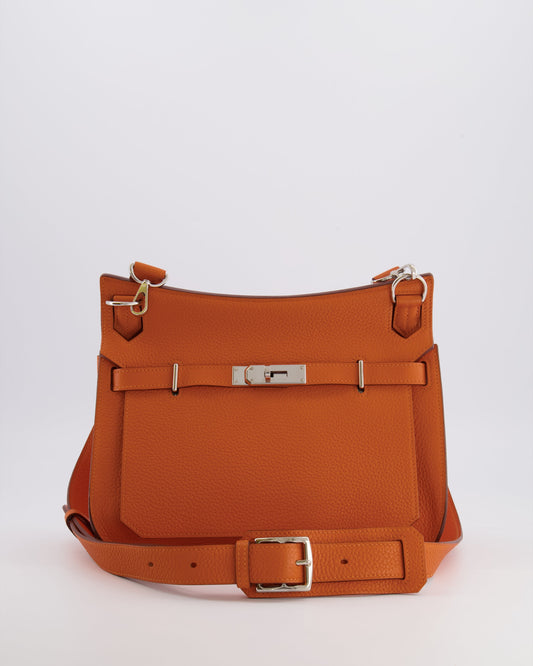 Hermes Jypsiere 28 Bag in Orange Clemence Leather with Palladium Hardware