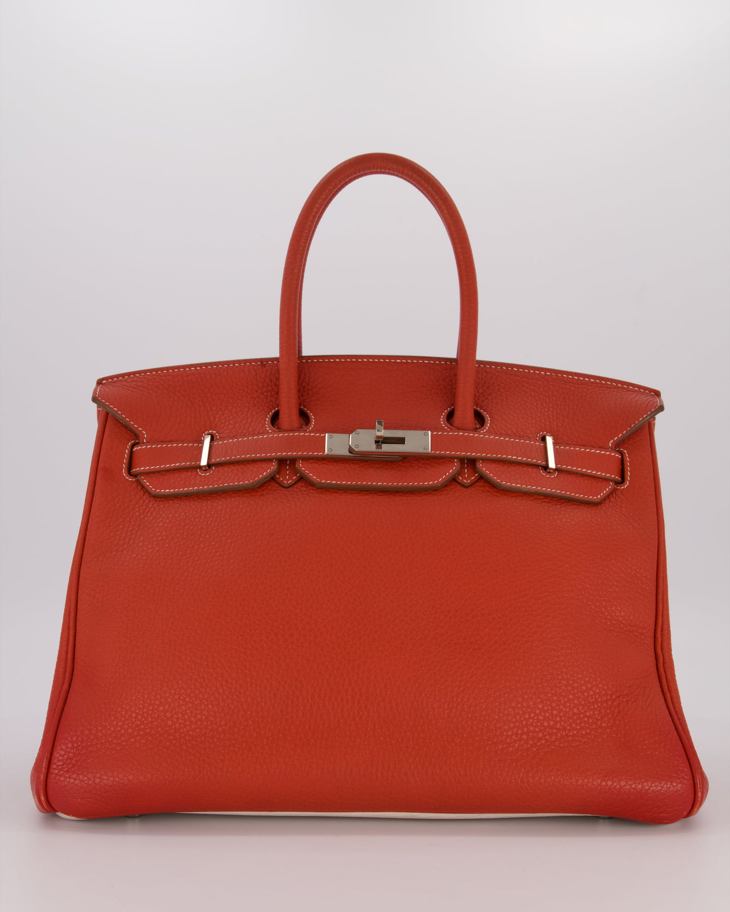 Hermes Birkin 35 Bag in Sanguine and Blanc Clemence Leather with Palladium Hardware