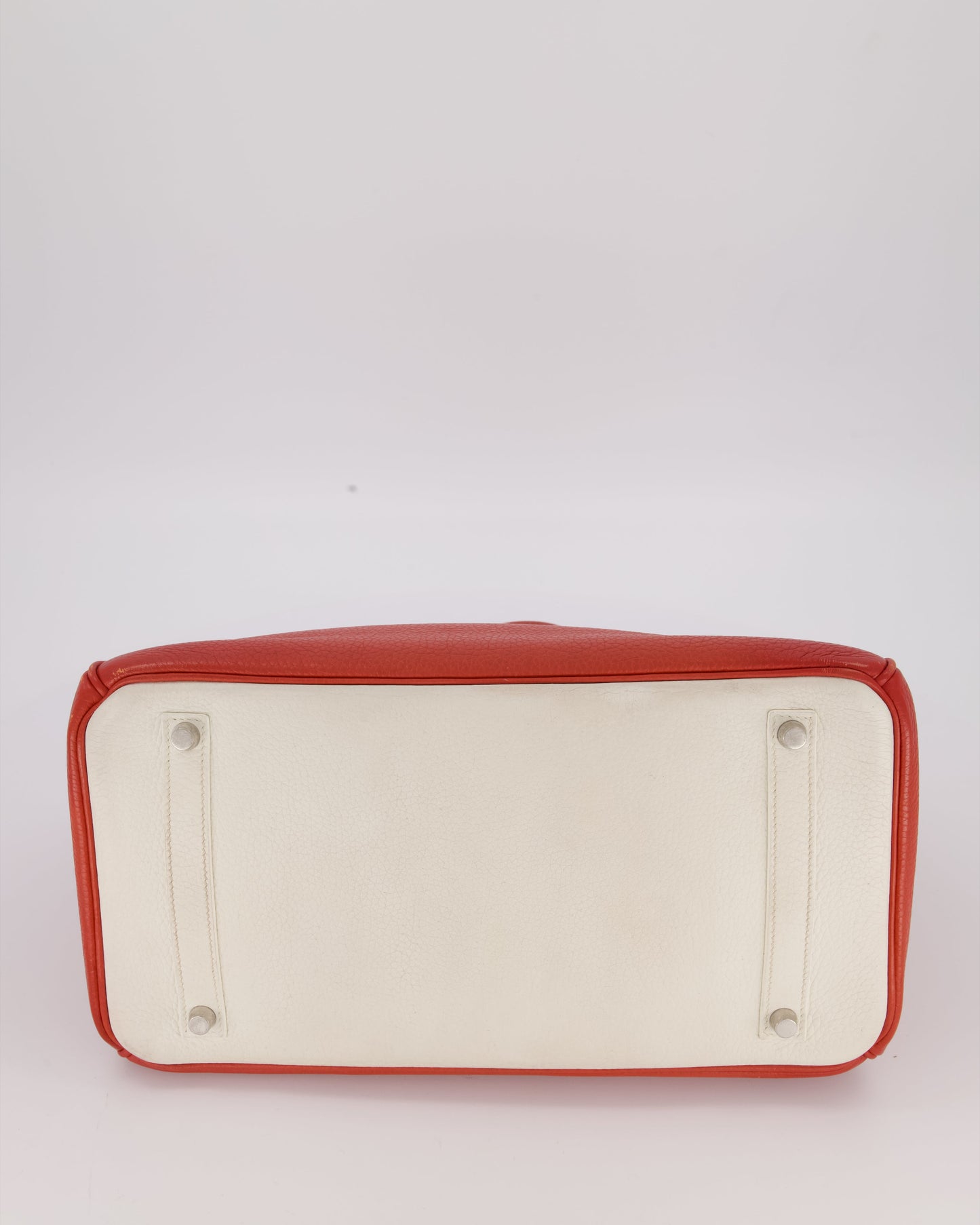 Hermes Birkin 35 Bag in Sanguine and Blanc Clemence Leather with Palladium Hardware
