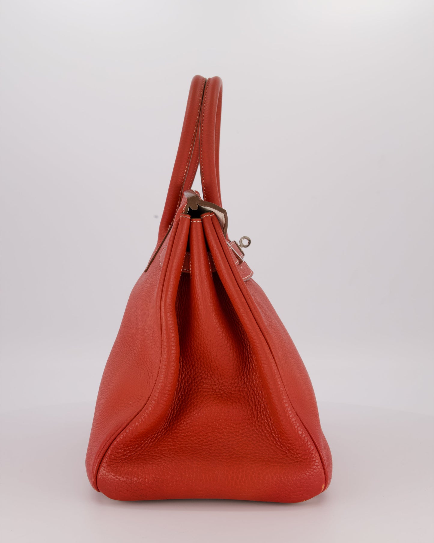 Hermes Birkin 35 Bag in Sanguine and Blanc Clemence Leather with Palladium Hardware
