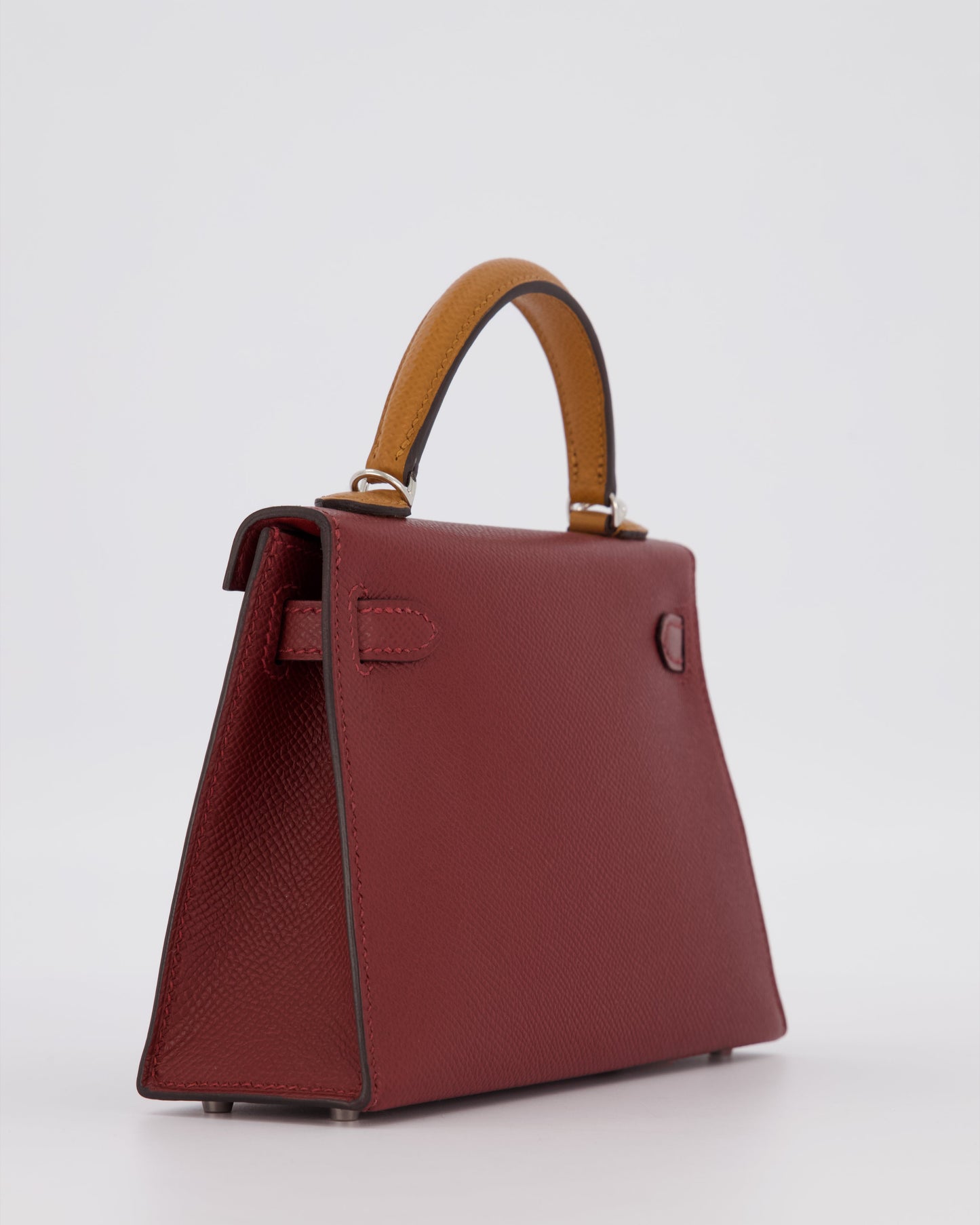 *SUPER RARE* Hermes Mini Kelly II Tricolour 20 Bag In Rouge H, Gold, and Bai Brun Epsom Leather with Palladium Hardware