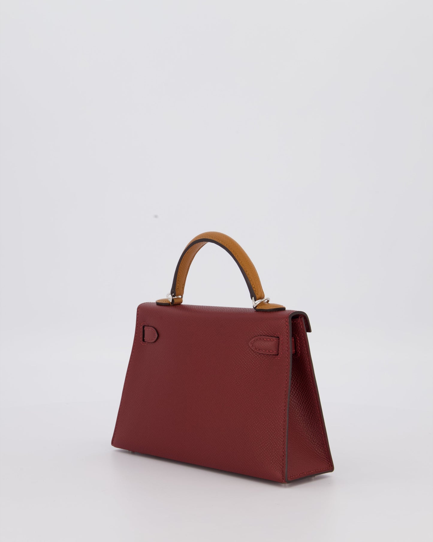 *SUPER RARE* Hermes Mini Kelly II Tricolour 20 Bag In Rouge H, Gold, and Bai Brun Epsom Leather with Palladium Hardware
