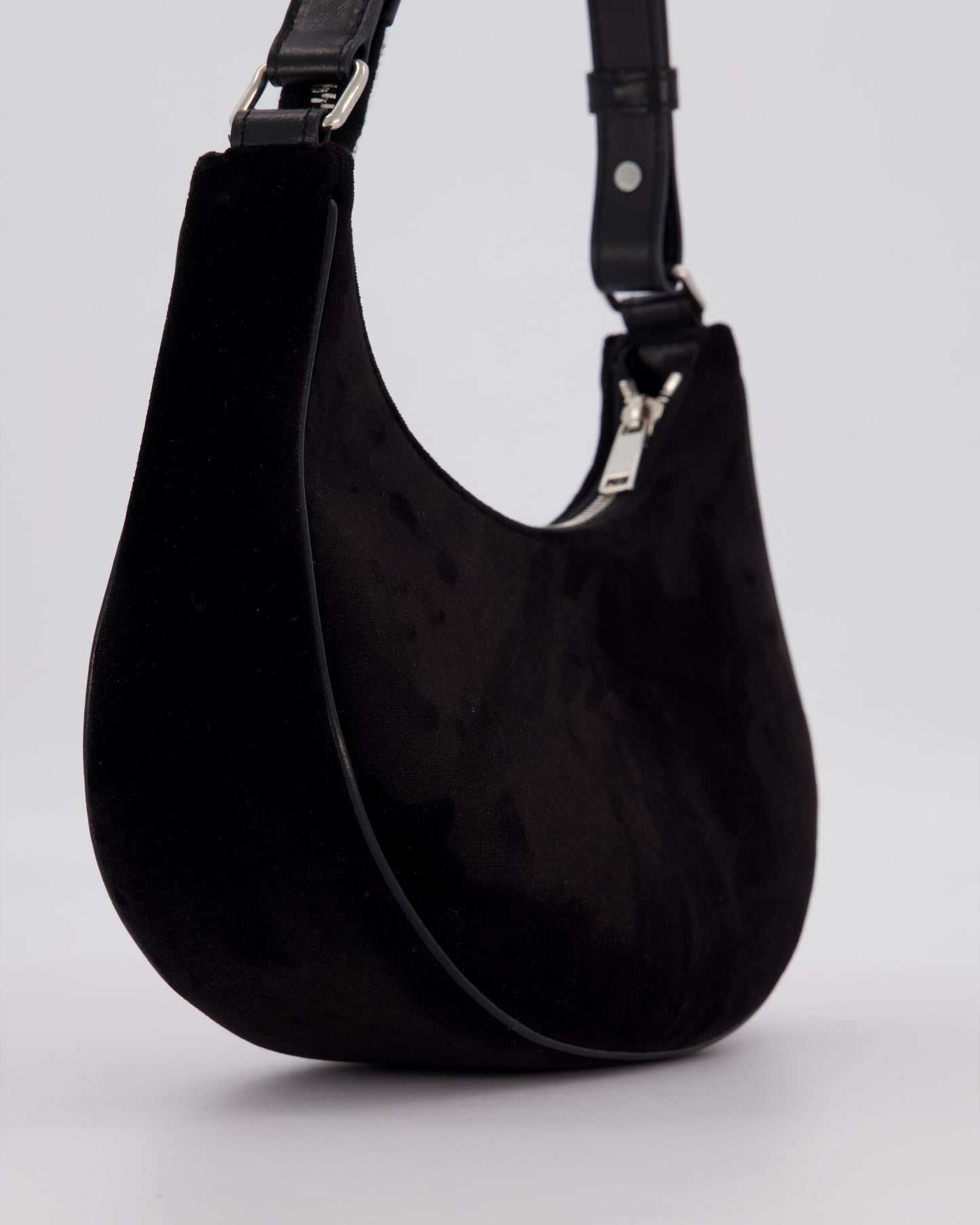 Celine Black Ava Triophe Shoulder Bag in Velvet with Crystal Details