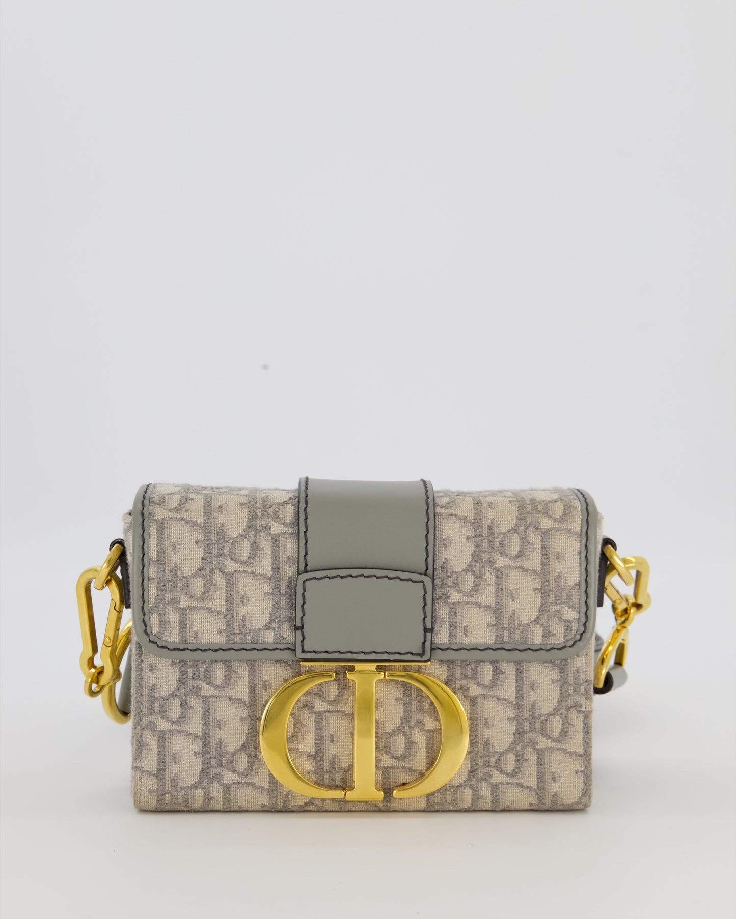 Christian Dior Light Grey Mini 30 Montaigne Bag in Dior Oblique Jacquard with Gold Hardware