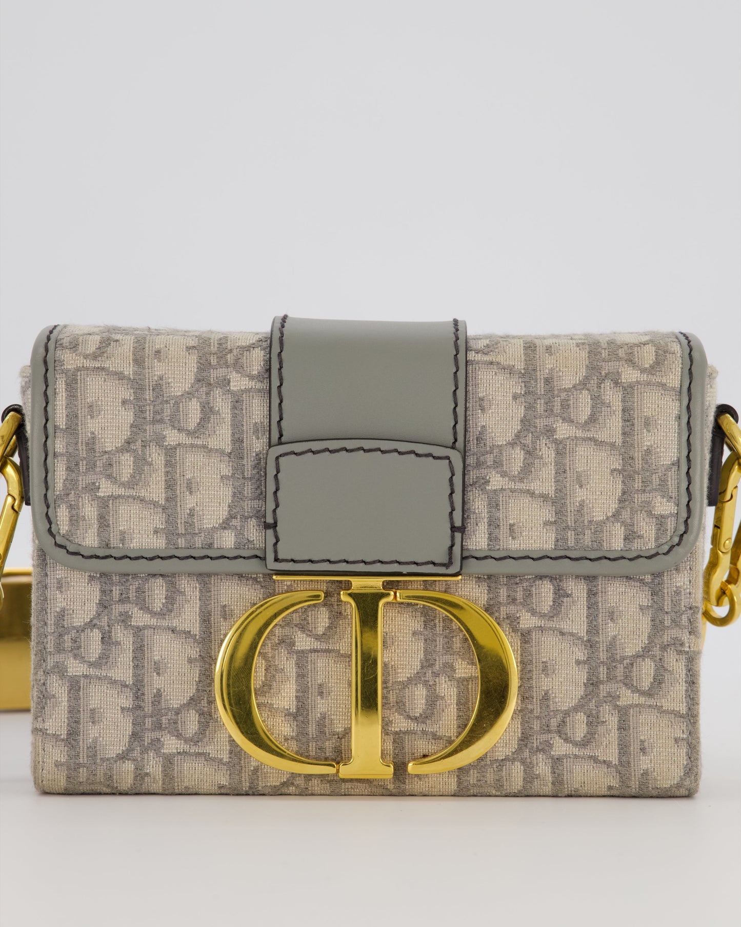 Christian Dior Light Grey Mini 30 Montaigne Bag in Dior Oblique Jacquard with Gold Hardware