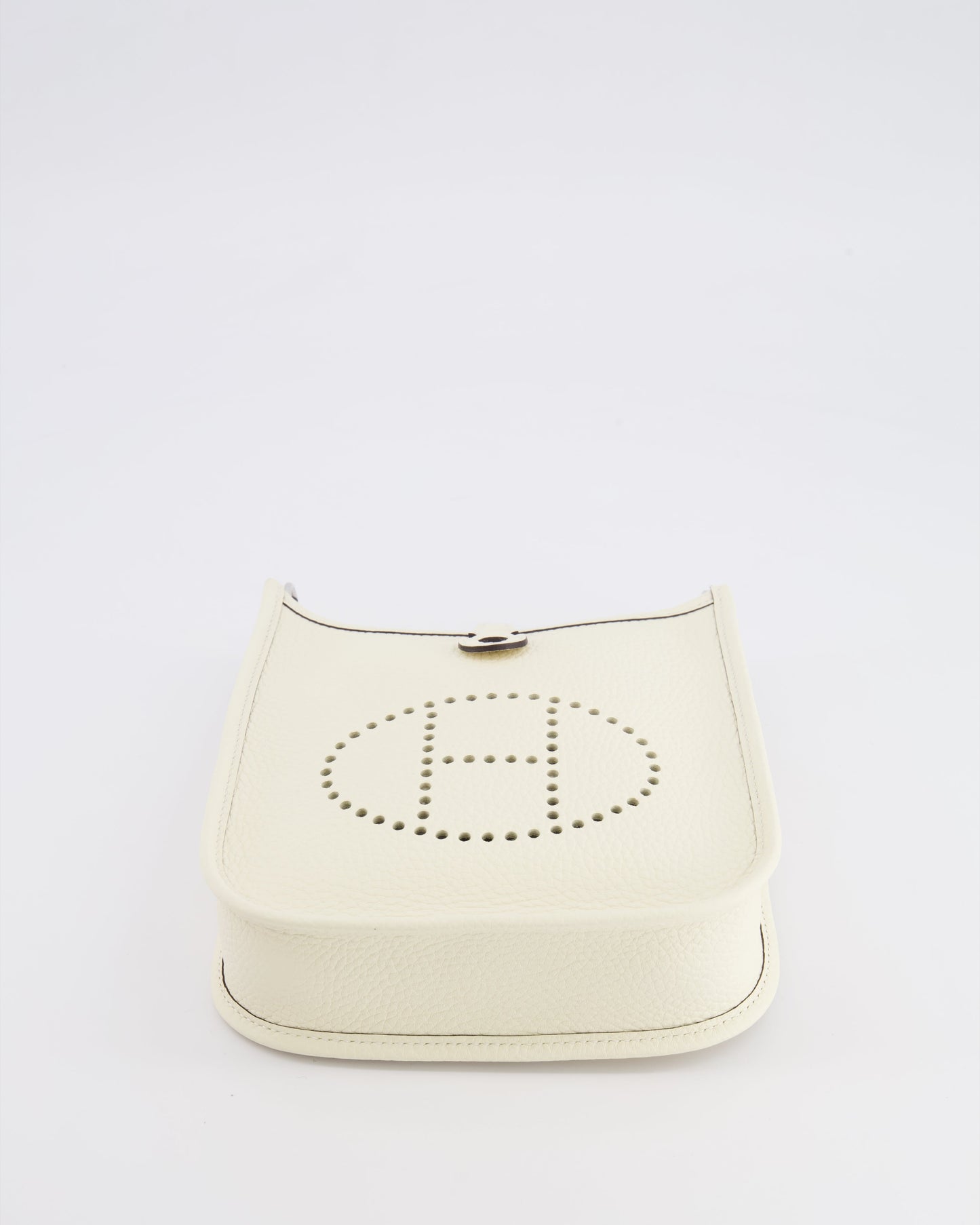 Hermes Mini Evelyne Amazone Bag in Cream Clemence Leather with Palladium Hardware