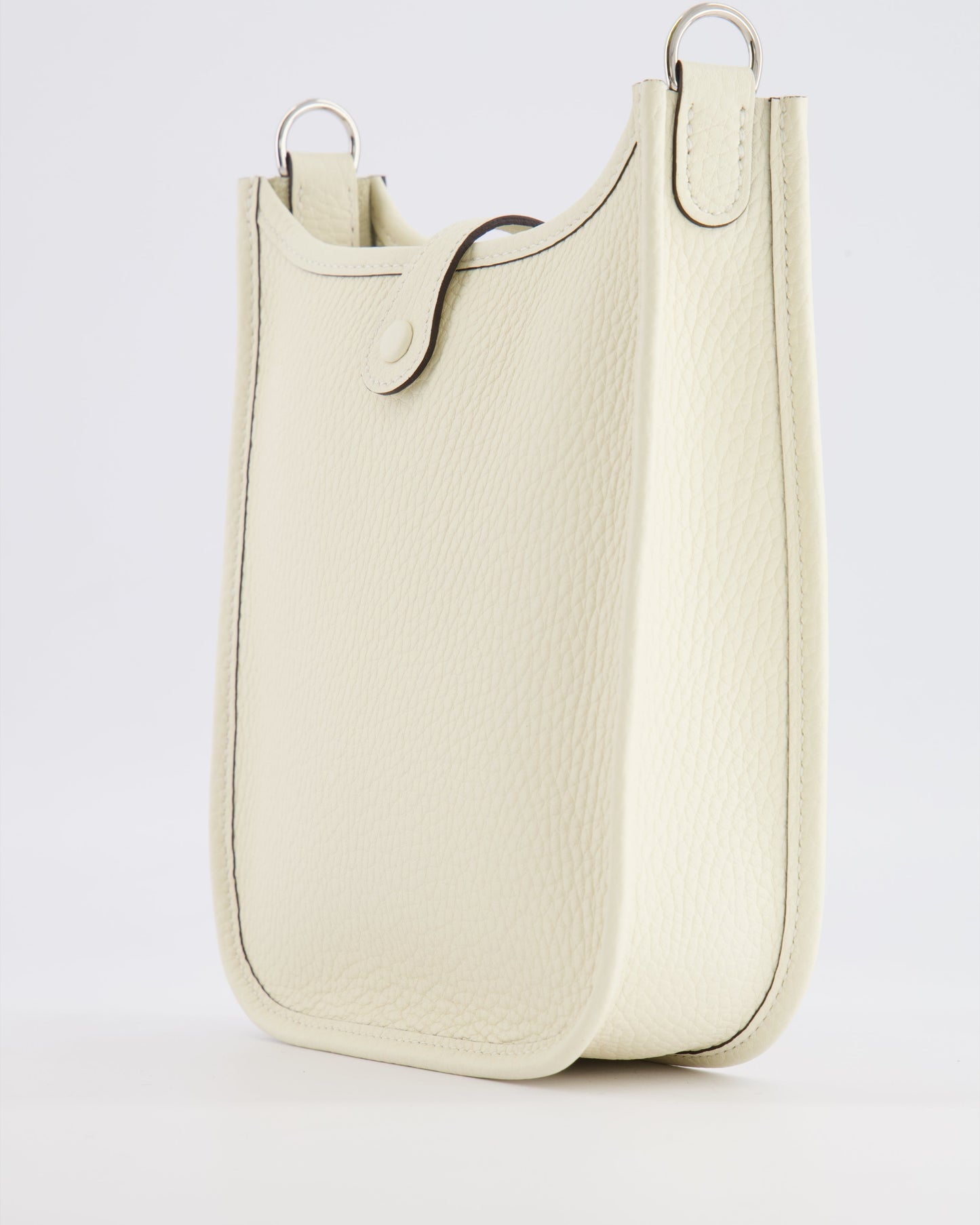 Hermes Mini Evelyne Amazone Bag in Cream Clemence Leather with Palladium Hardware