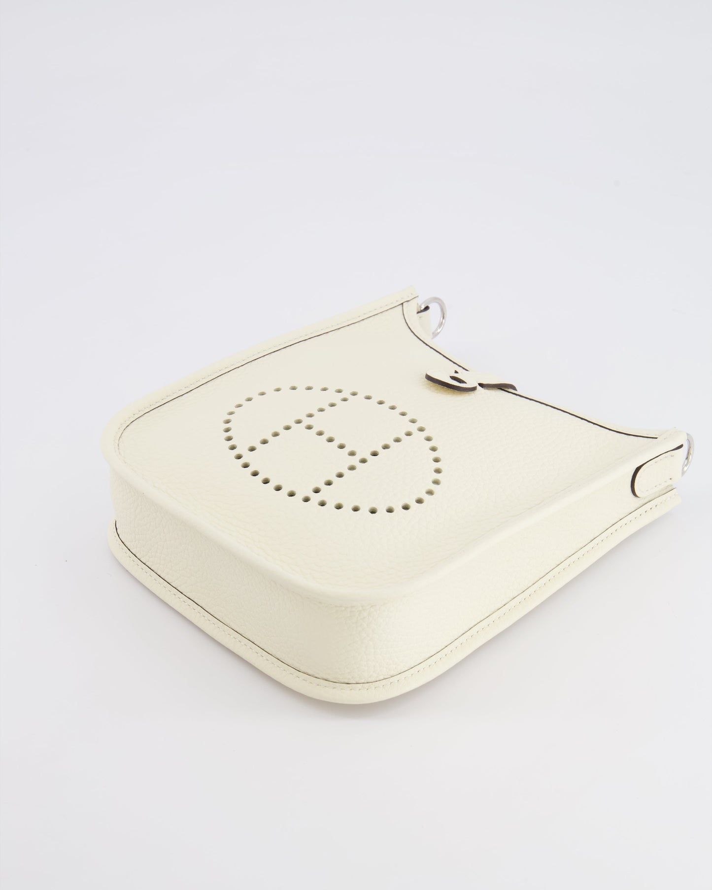 Hermes Mini Evelyne Amazone Bag in Cream Clemence Leather with Palladium Hardware