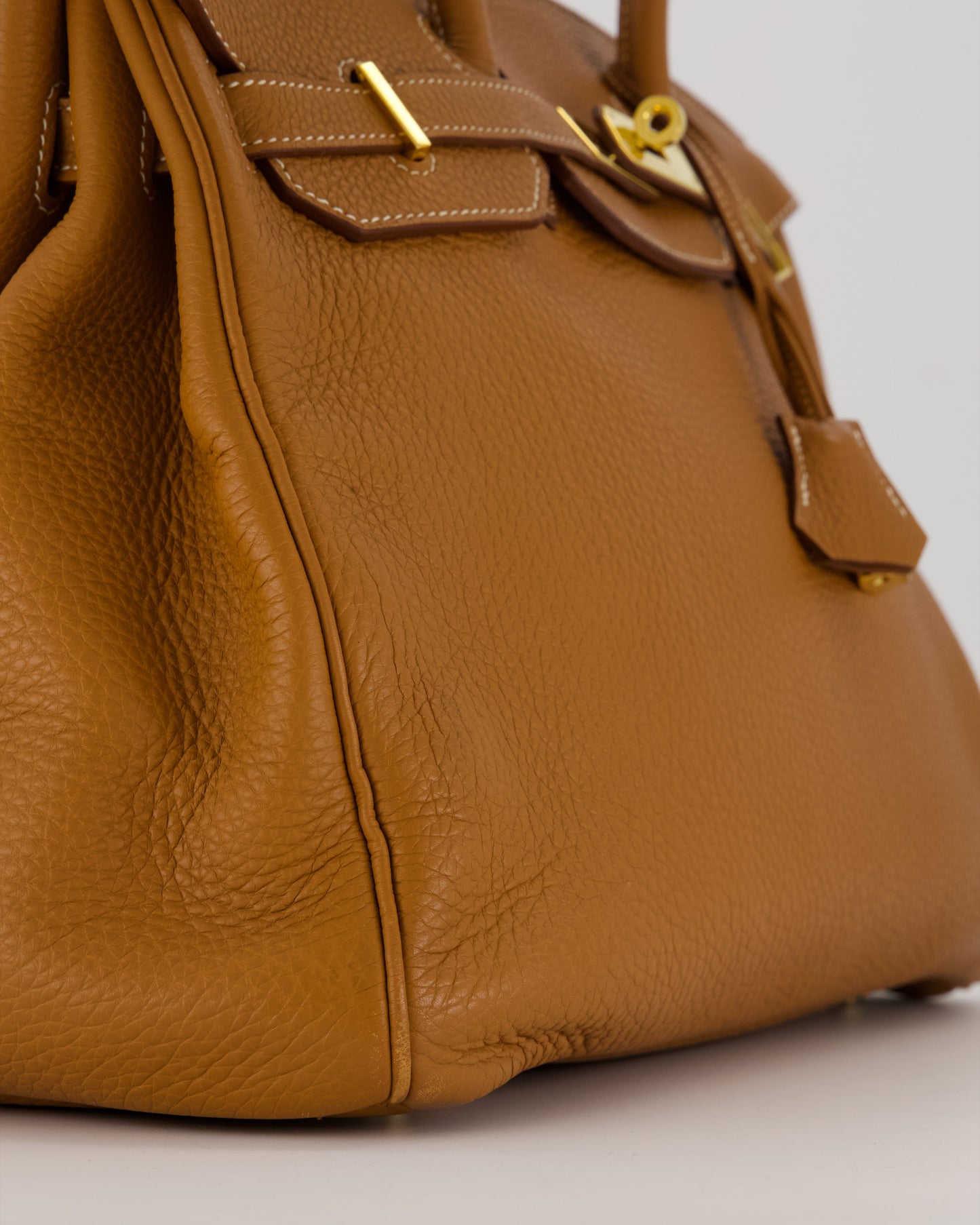 Hermes Birkin 35 Retourne Bag in Gold Clemence Leather with Gold Hardware