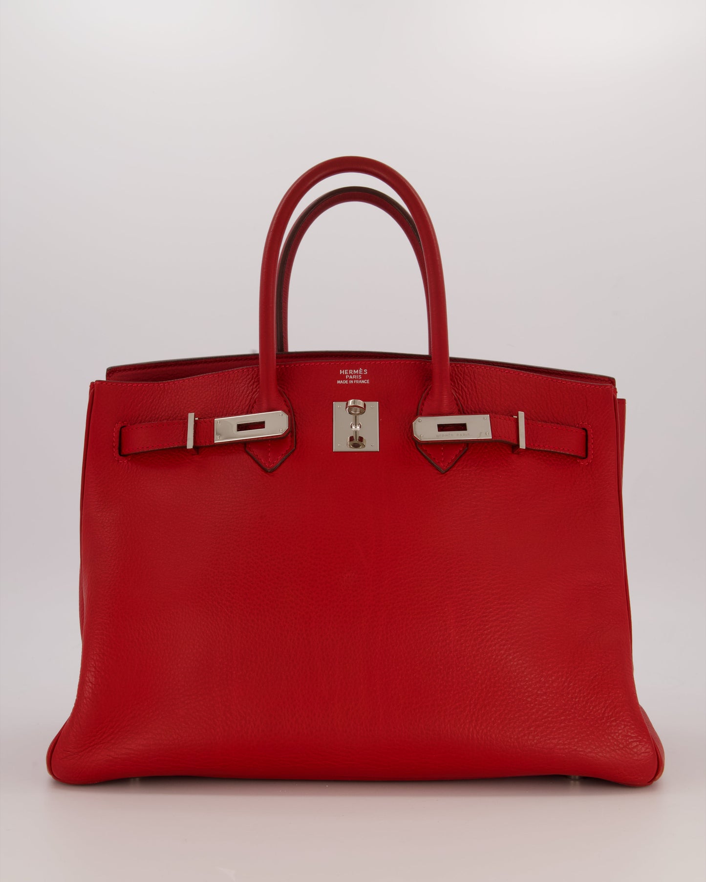 Hermes Birkin 35 Bag in Rouge Vif Togo Leather with Palladium Hardware