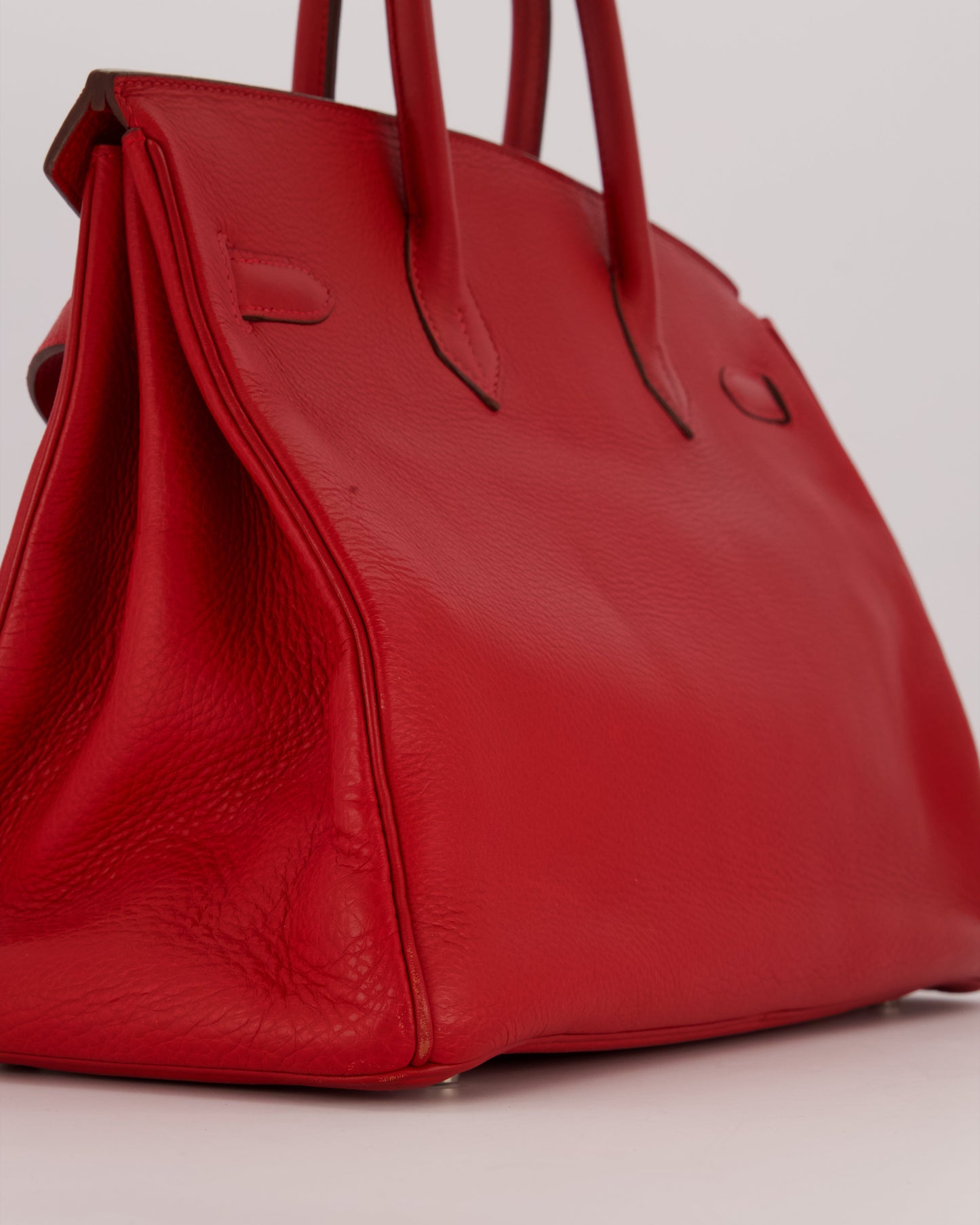 Hermes Birkin 35 Bag in Rouge Vif Togo Leather with Palladium Hardware