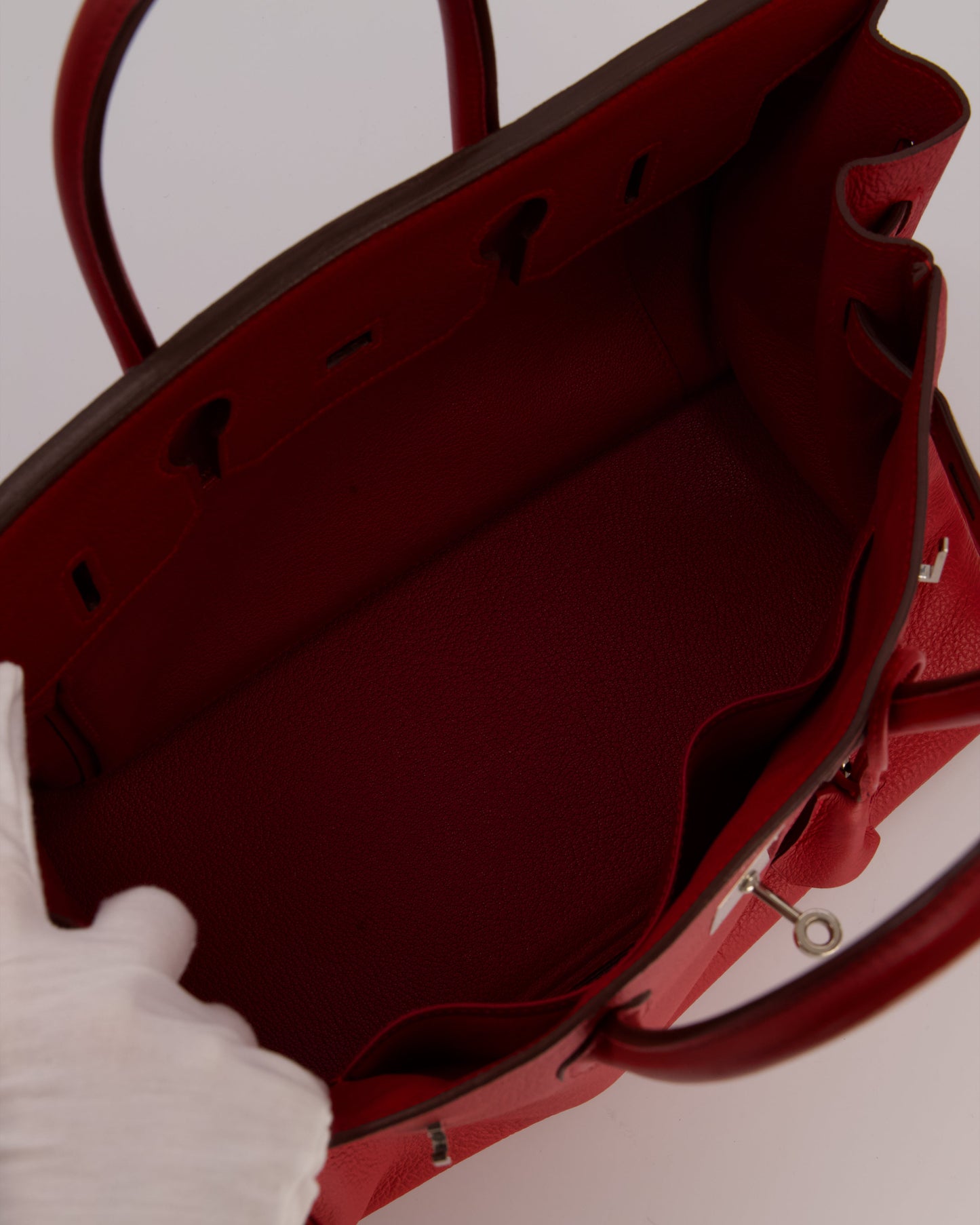 Hermes Birkin 35 Bag in Rouge Vif Togo Leather with Palladium Hardware