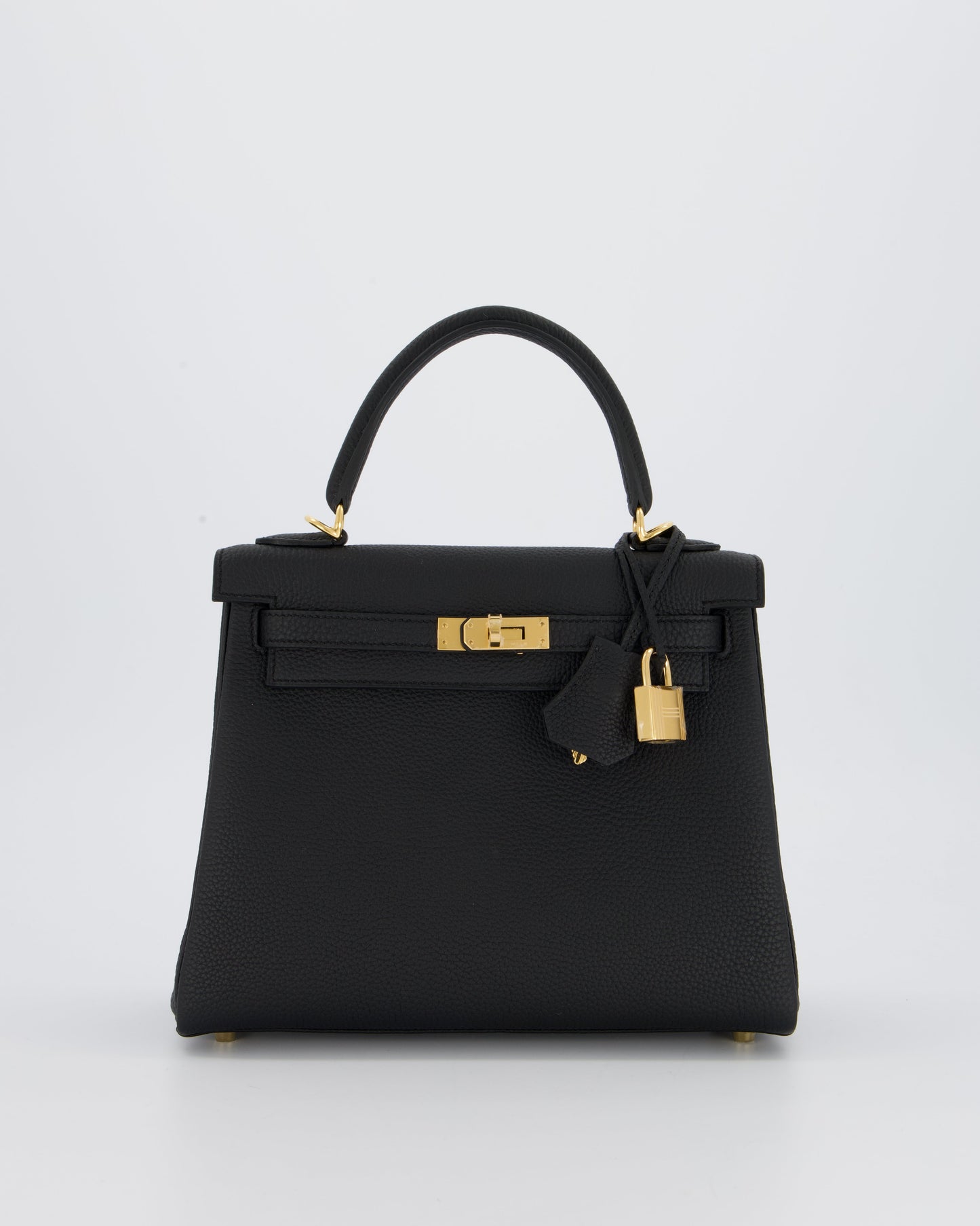 Hermes Kelly 25 Retourne Bag in Noir Togo Leather with Gold Hardware