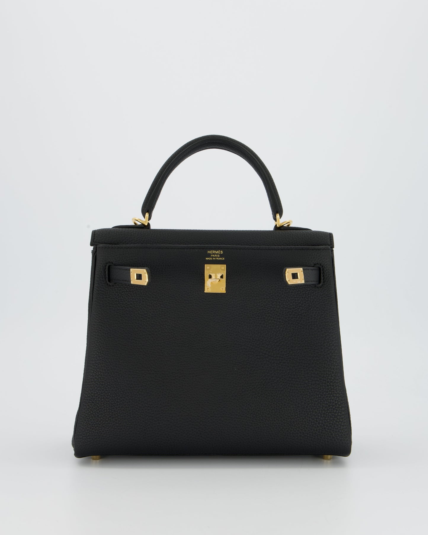 Hermes Kelly 25 Retourne Bag in Noir Togo Leather with Gold Hardware