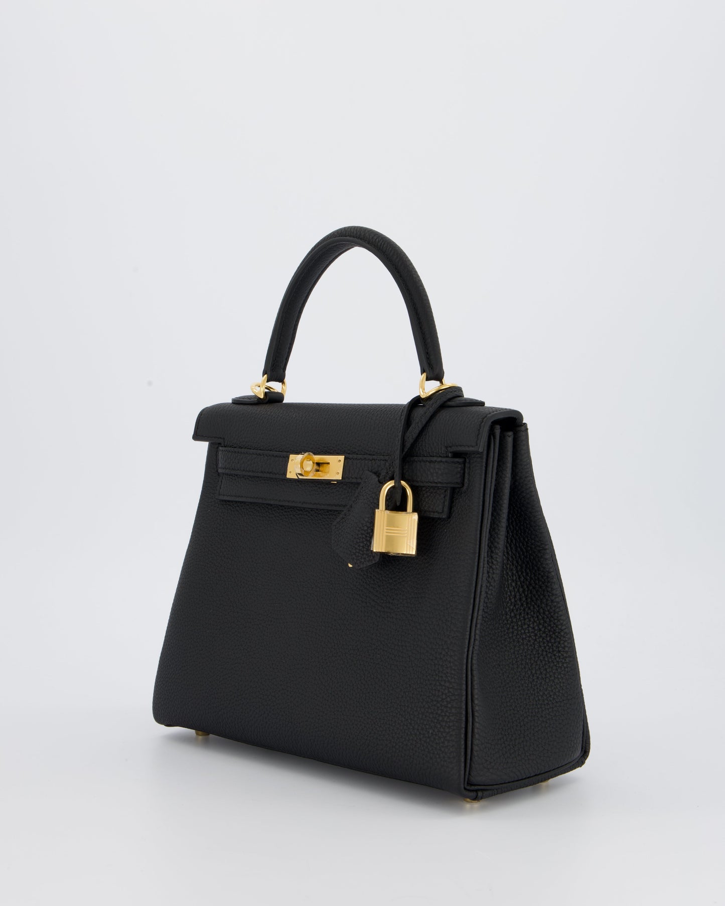 Hermes Kelly 25 Retourne Bag in Noir Togo Leather with Gold Hardware