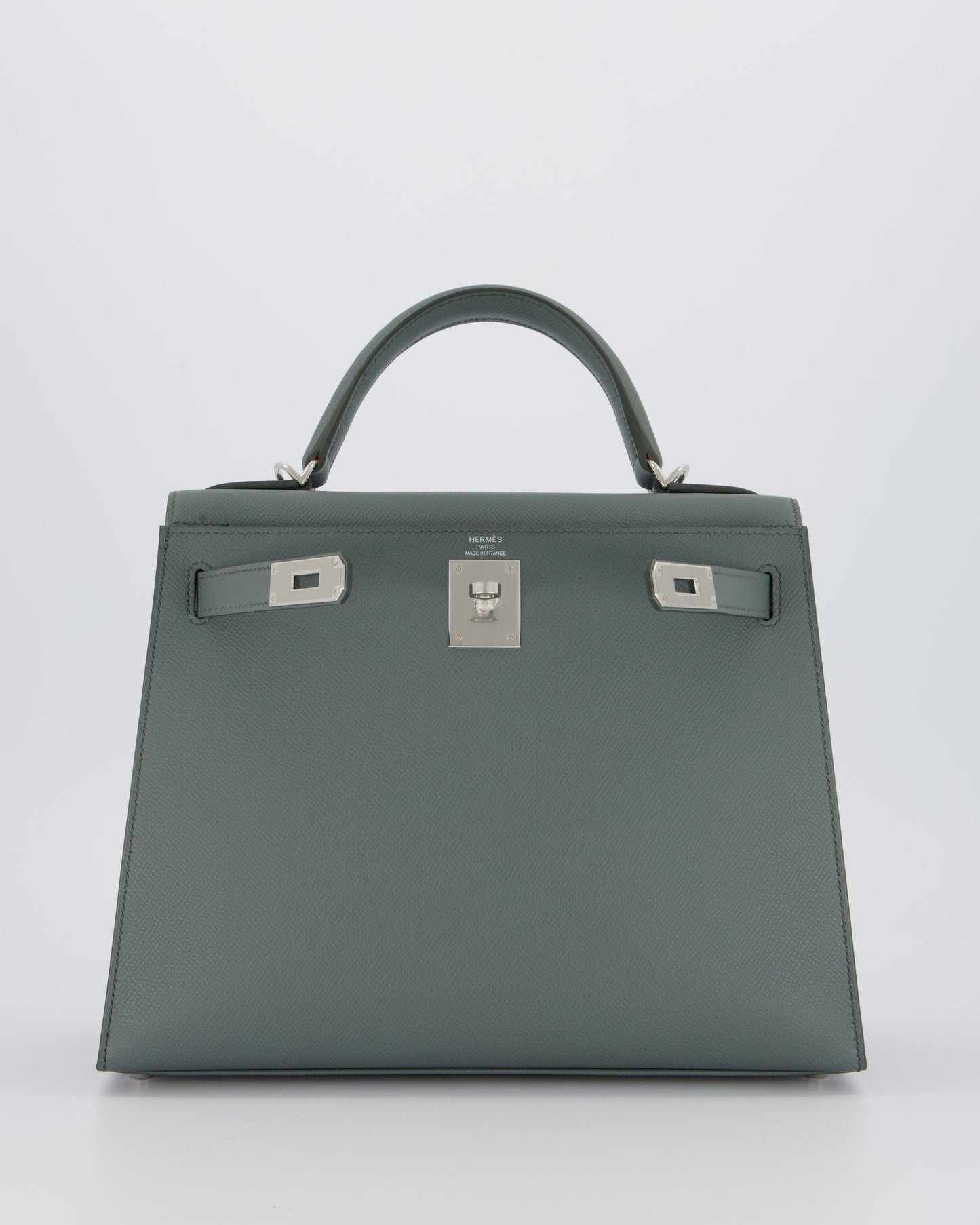 Hermes Kelly 28 Sellier Bag in Vert Amande Epsom Leather with Palladium Hardware