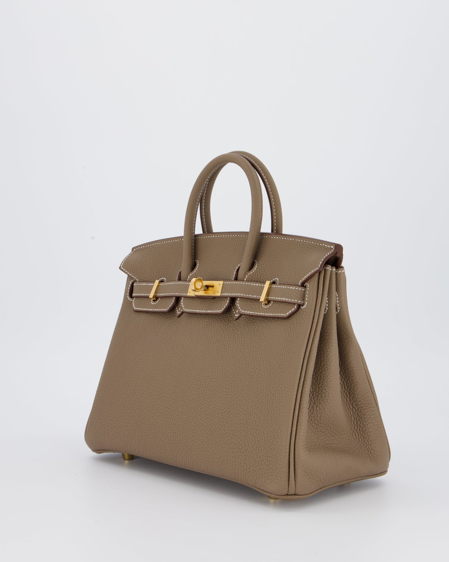 *RARE* Hermes Birkin 25 Retourne Bag in Etoupe Togo Leather with Gold Hardware